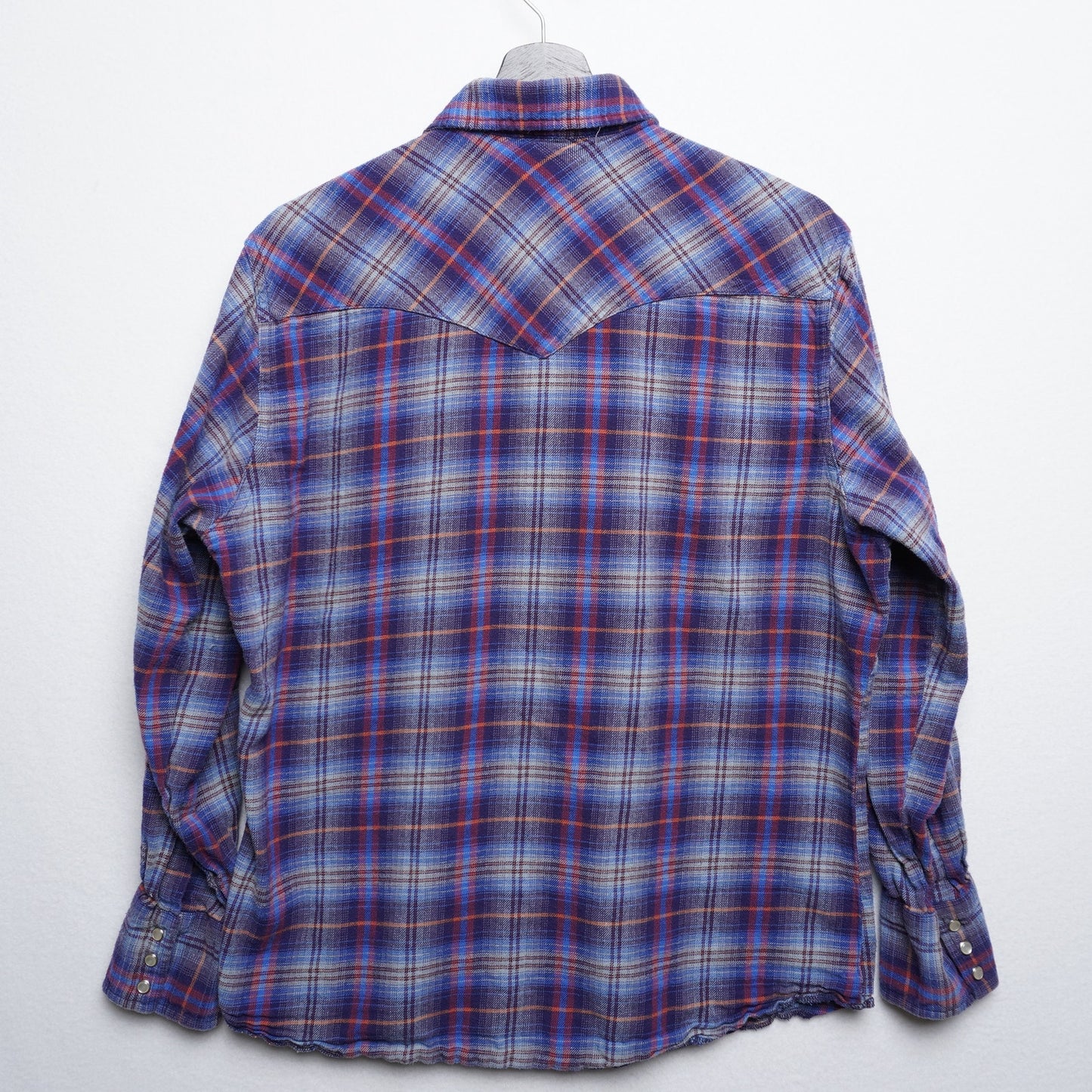Wrangler Pearl Snap Flannel Shirt Vintage Plaid Size L - Western Grunge
