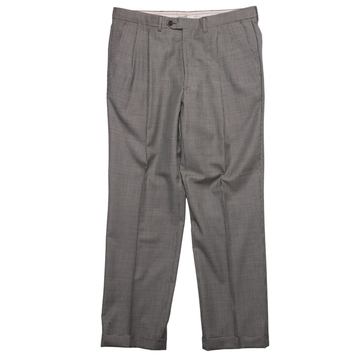 Santorelli Made in Italy Wool Dress Pants Micro Houndstooth Pleated Luxury Serge