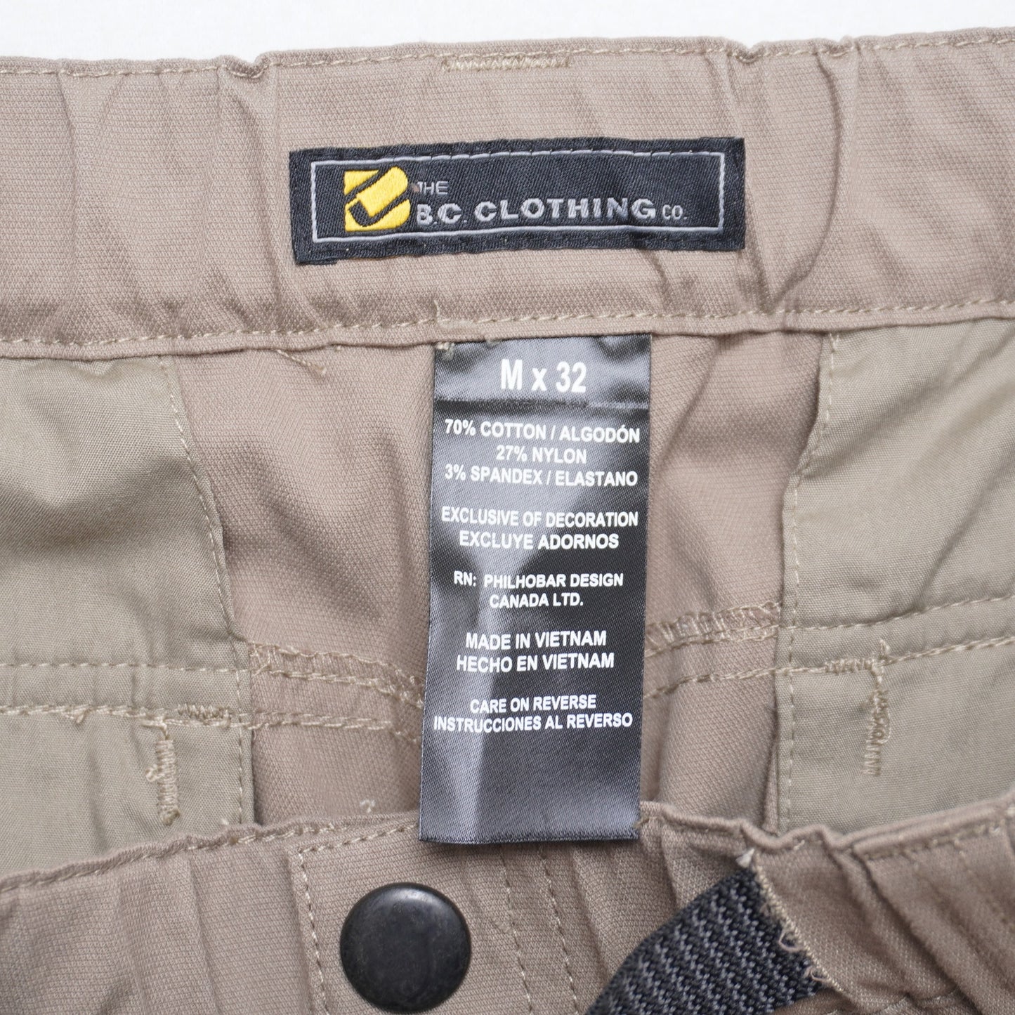 The BC Clothing Co Tan Convertible Cargo Hiking Pants Belted Size M/32