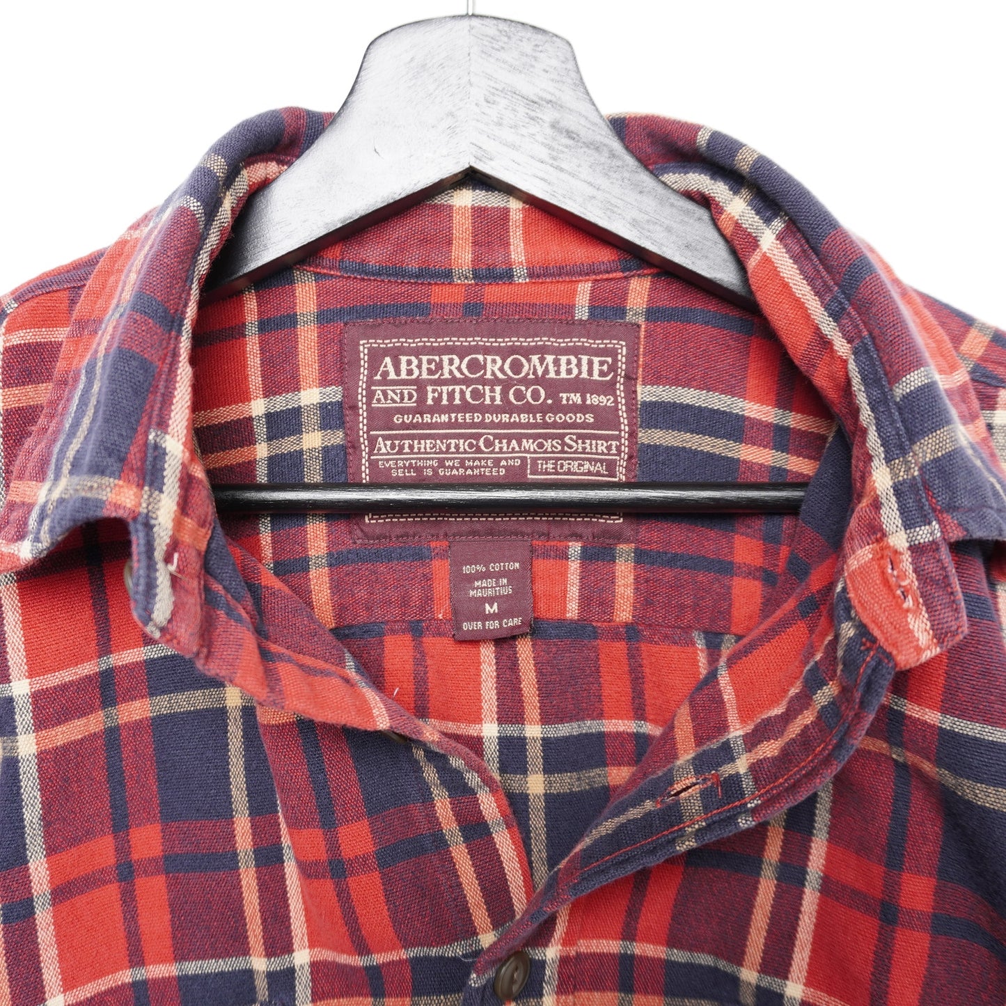 Abercrombie & Fitch Red/Navy Plaid Authentic Chamois Shirt Men’s M Heavy Flannel