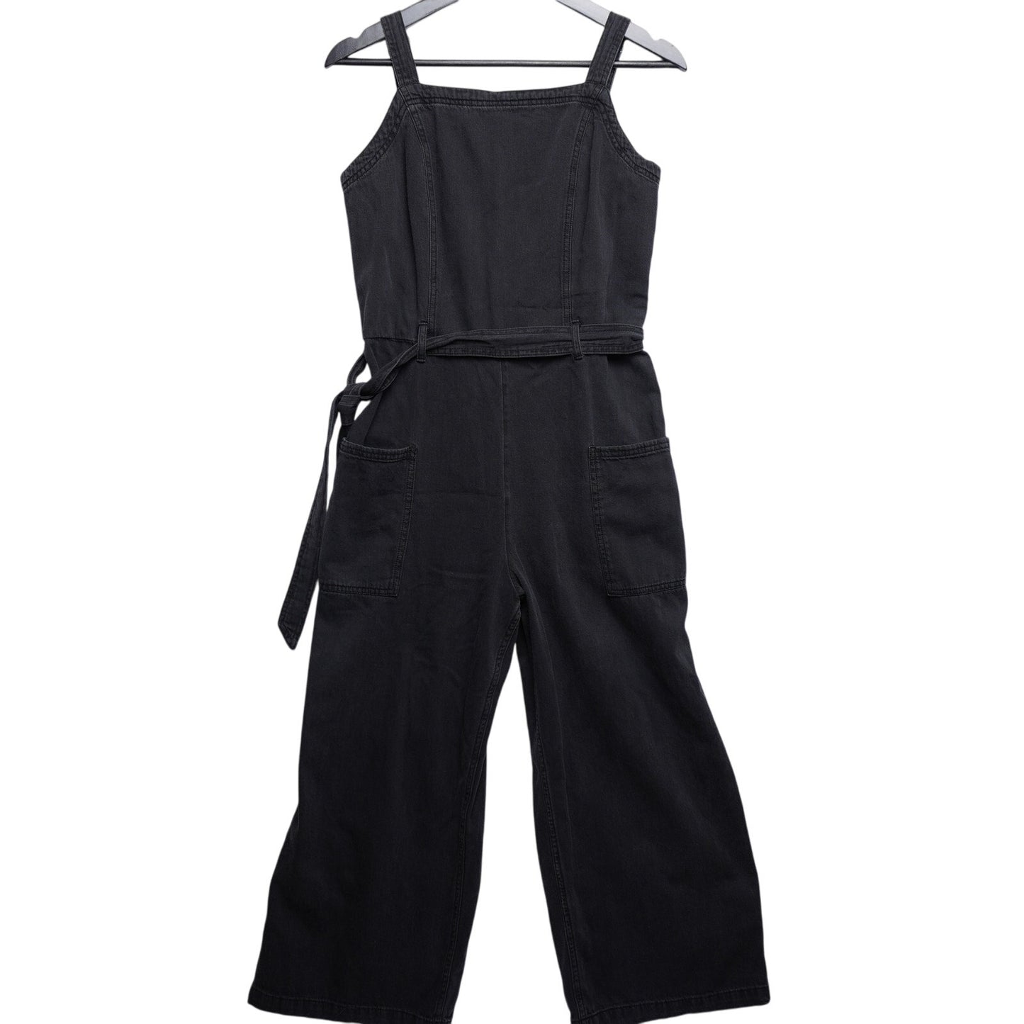 Old Navy Black Cotton Jumpsuit | Size M | Wide Leg Adjustable Strap Belted