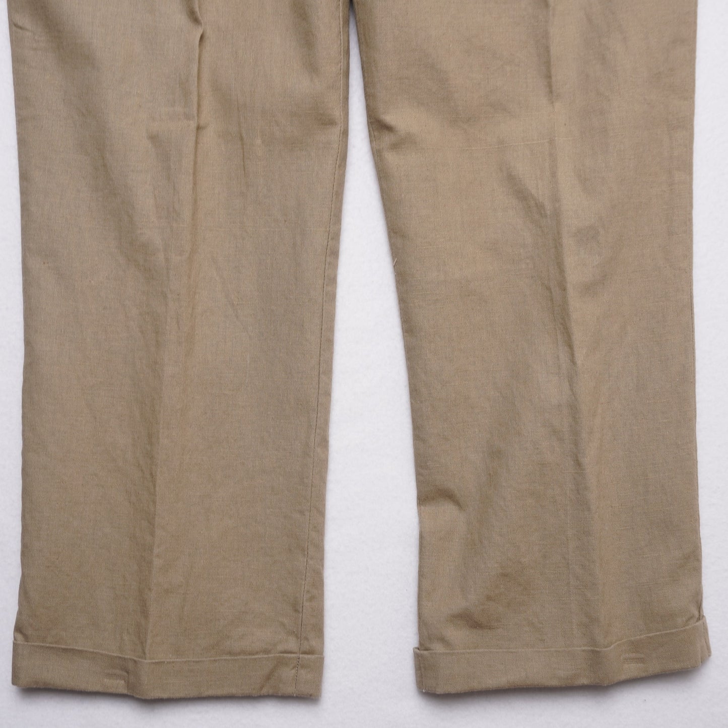 Men's Linen Blend Dress Pants Khaki Tan Pleated Cuffed Trousers Size 33