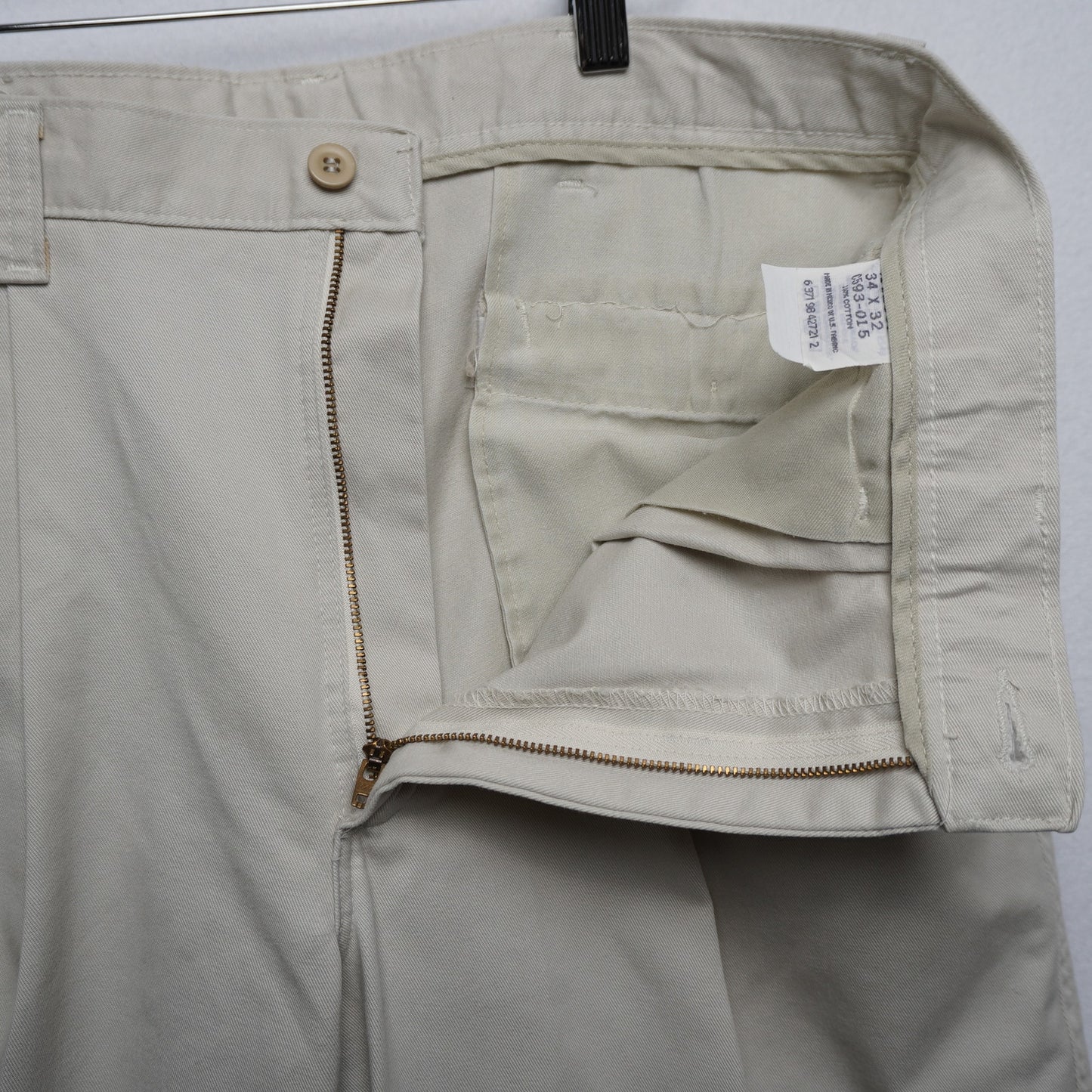 Lee Pleated and Cuffed Stone Color Khakis Size 34x32 100% Cotton
