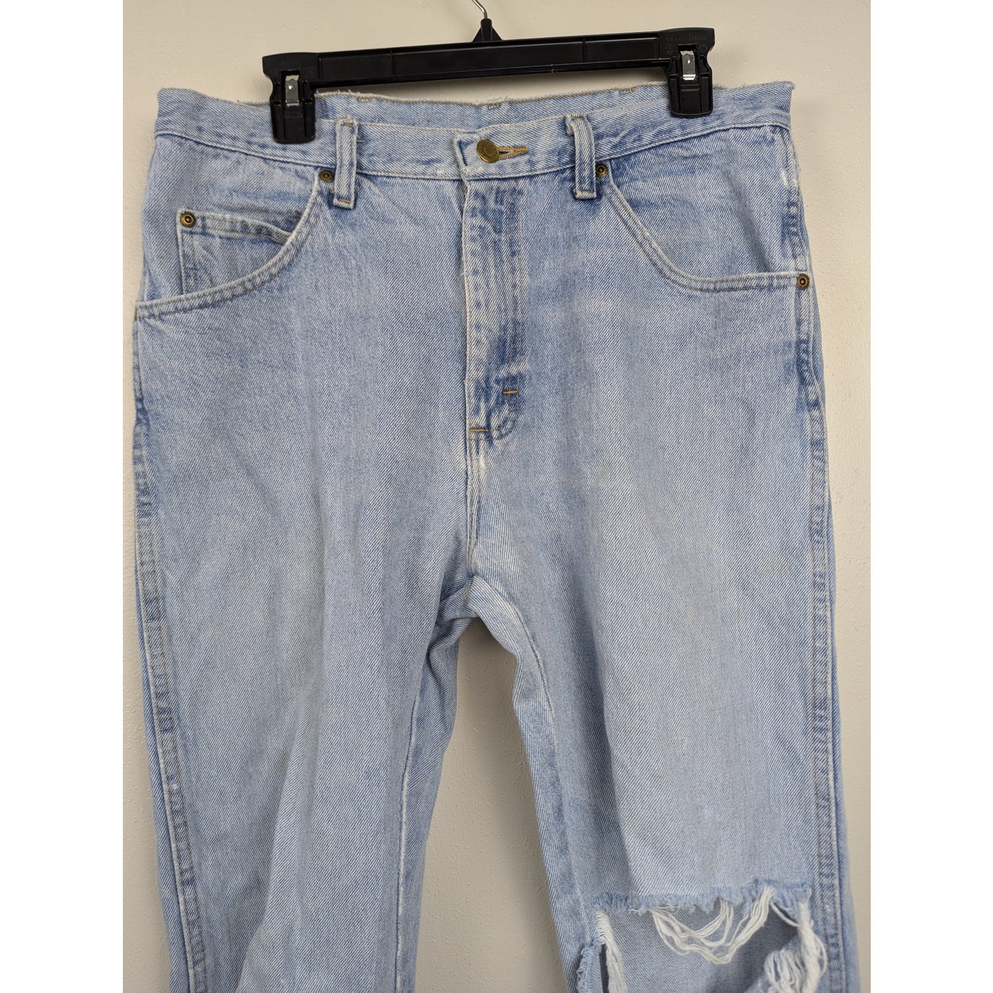 Vintage Wrangler Relaxed Straight Fit Jeans Light Wash Distressed 34x34