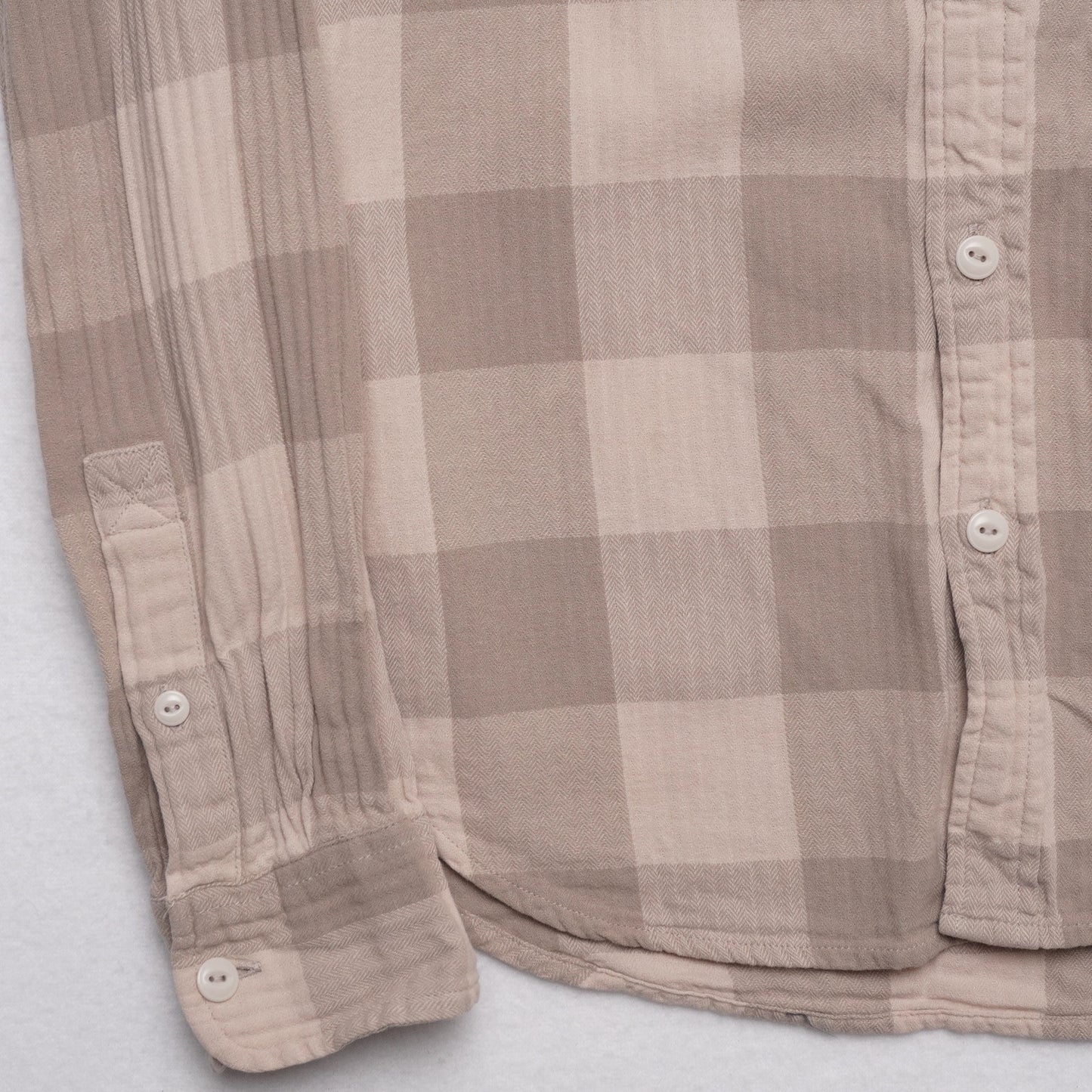 Stapleford Flannel Shirt Mens Small Beige Gray Plaid Long Sleeve Workwear Casual