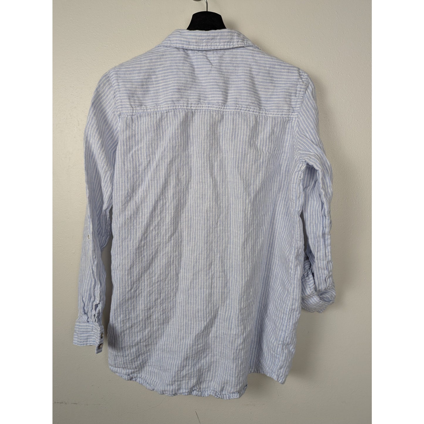Sigrid Olsen 100% Linen Striped Shirt Size M Pearl Buttons