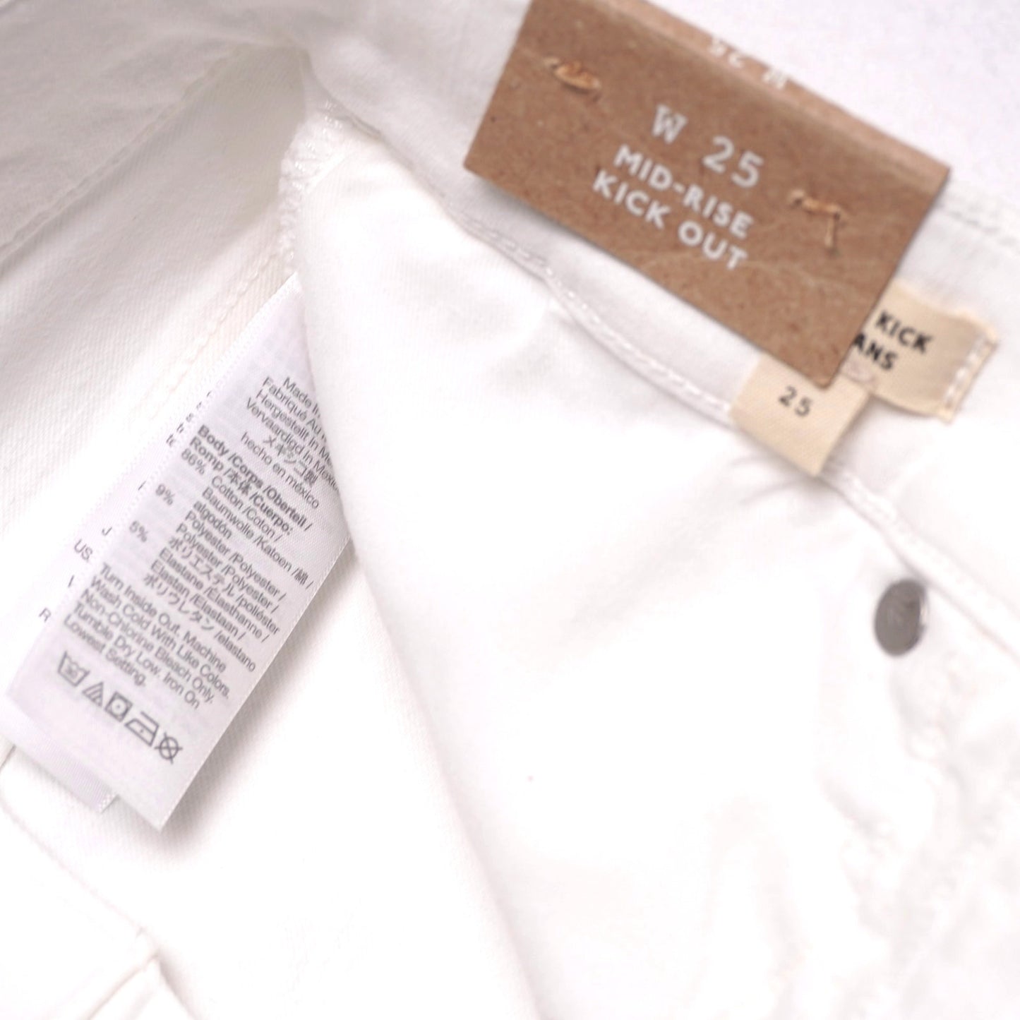 Madewell Midrise Kick-Out White Denim Perfect Summer Jeans NWT 25