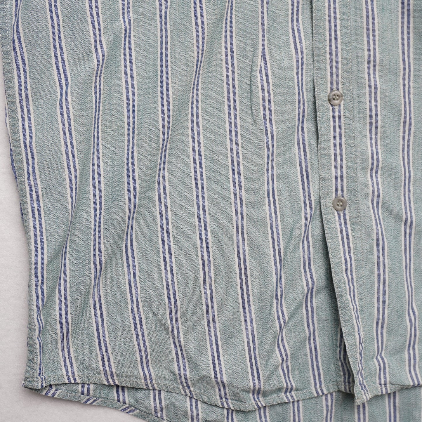VTG Levi’s Striped Short Sleeve Button Up Shirt Green Blue Cotton Men's Medium