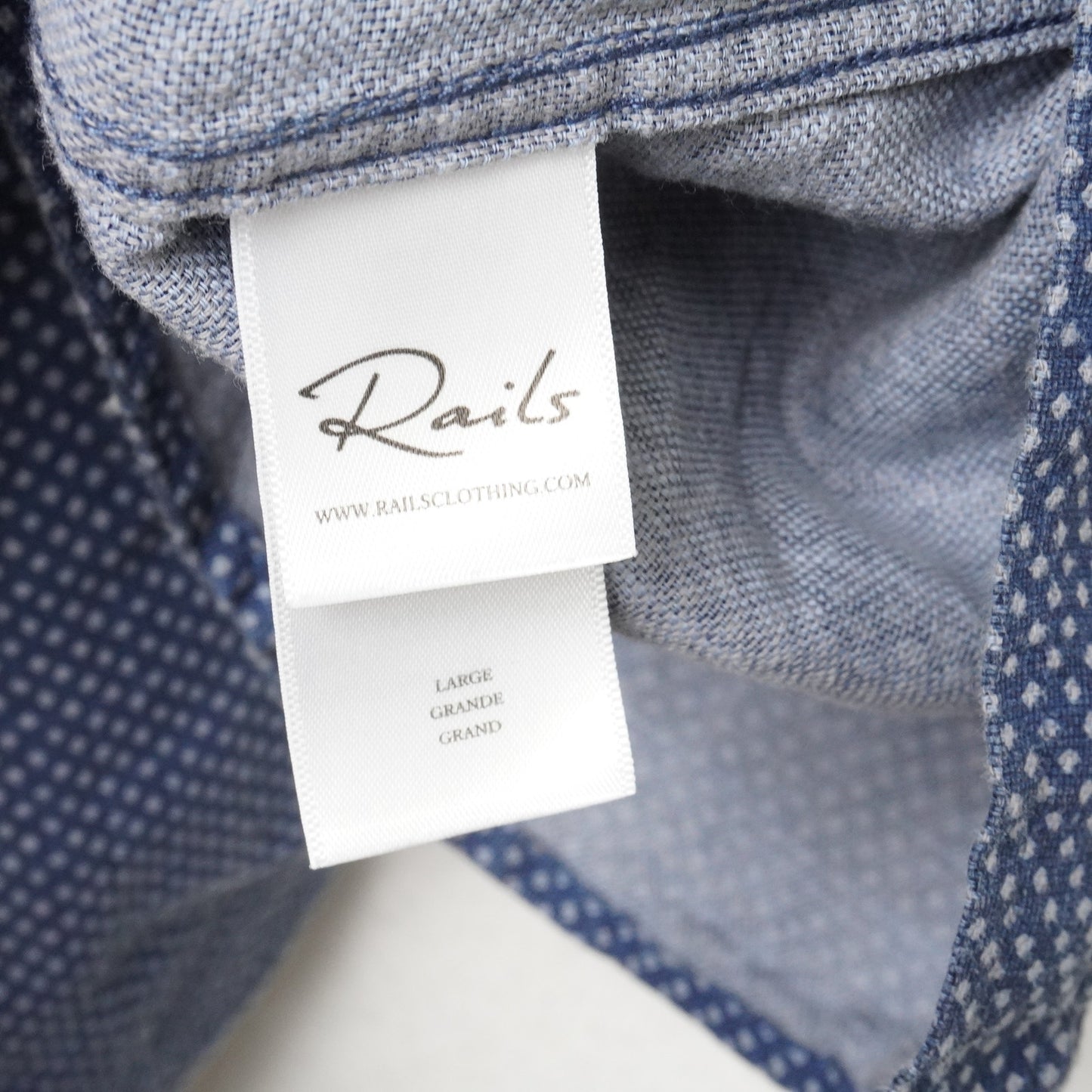 Rails Shirt Mens L Diamond Batik Short Sleeve Button Up Cotton Blue Marine