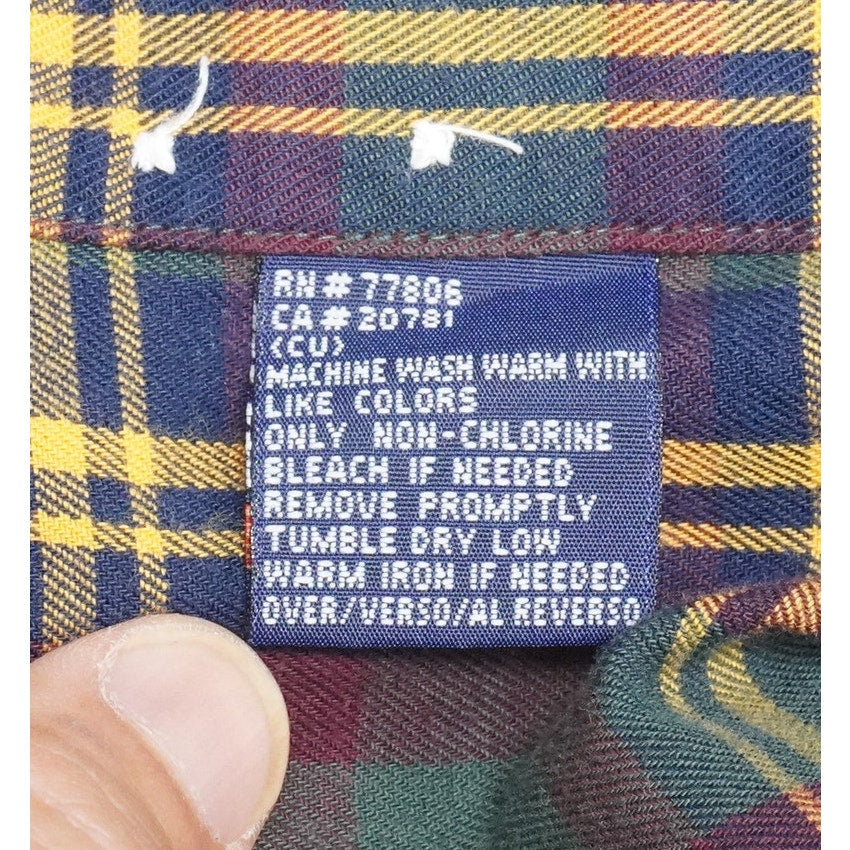 Tommy Hilfiger Plaid Flannel Shirt Mens M Button Front Long Sleeve Vintage Y2K
