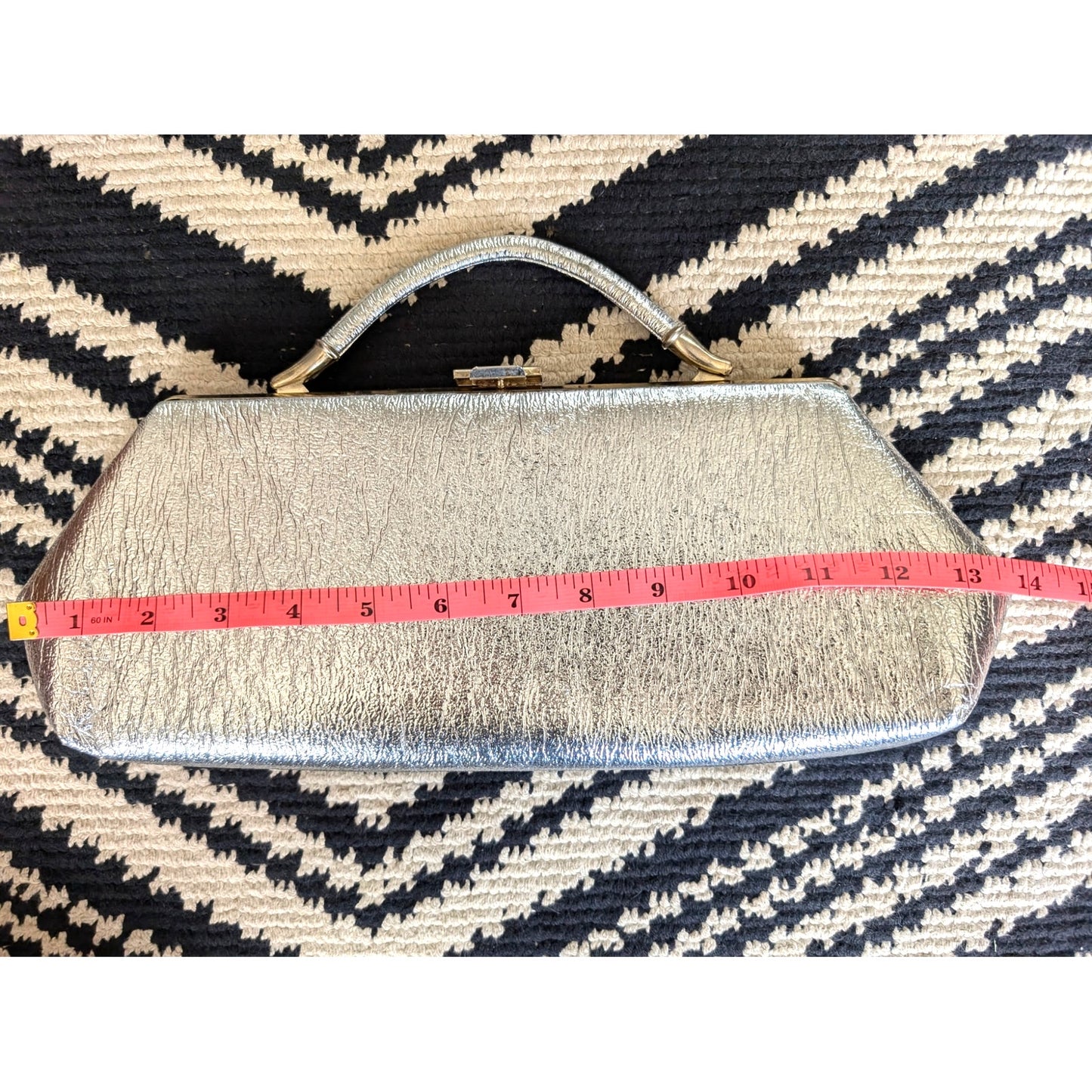 Vintage Flechbilt Silver East West Top Handle Clutch Purse