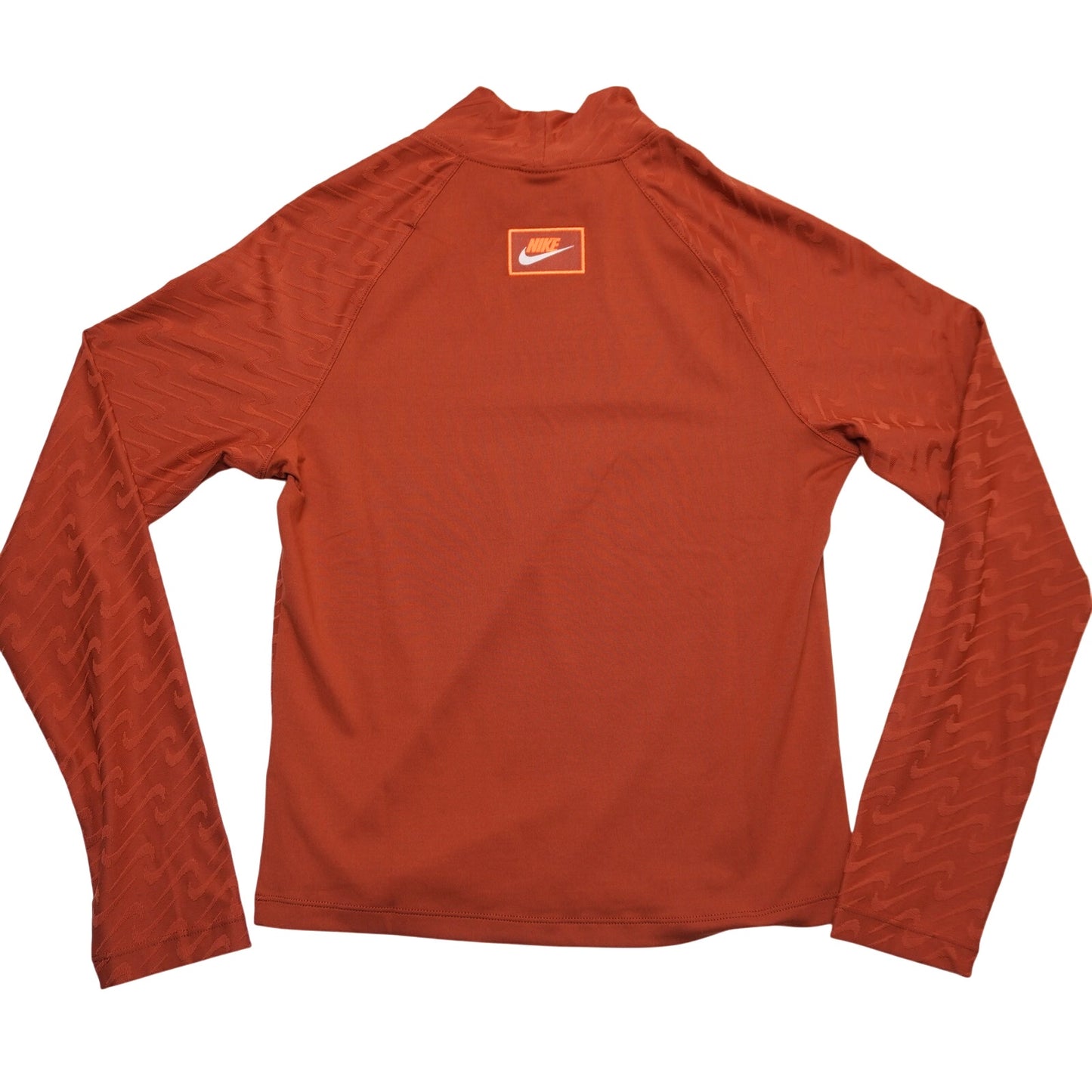 Nike Dri-FIT Orange Mock Neck Long Sleeve Top Women's Small – Wave Pattern – NWT