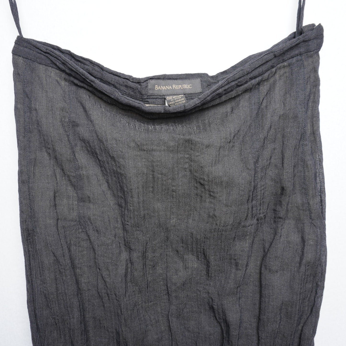 Y2K Banana Republic Black Crinkle Maxi Skirt - Made in IT Wool Blend Size 12