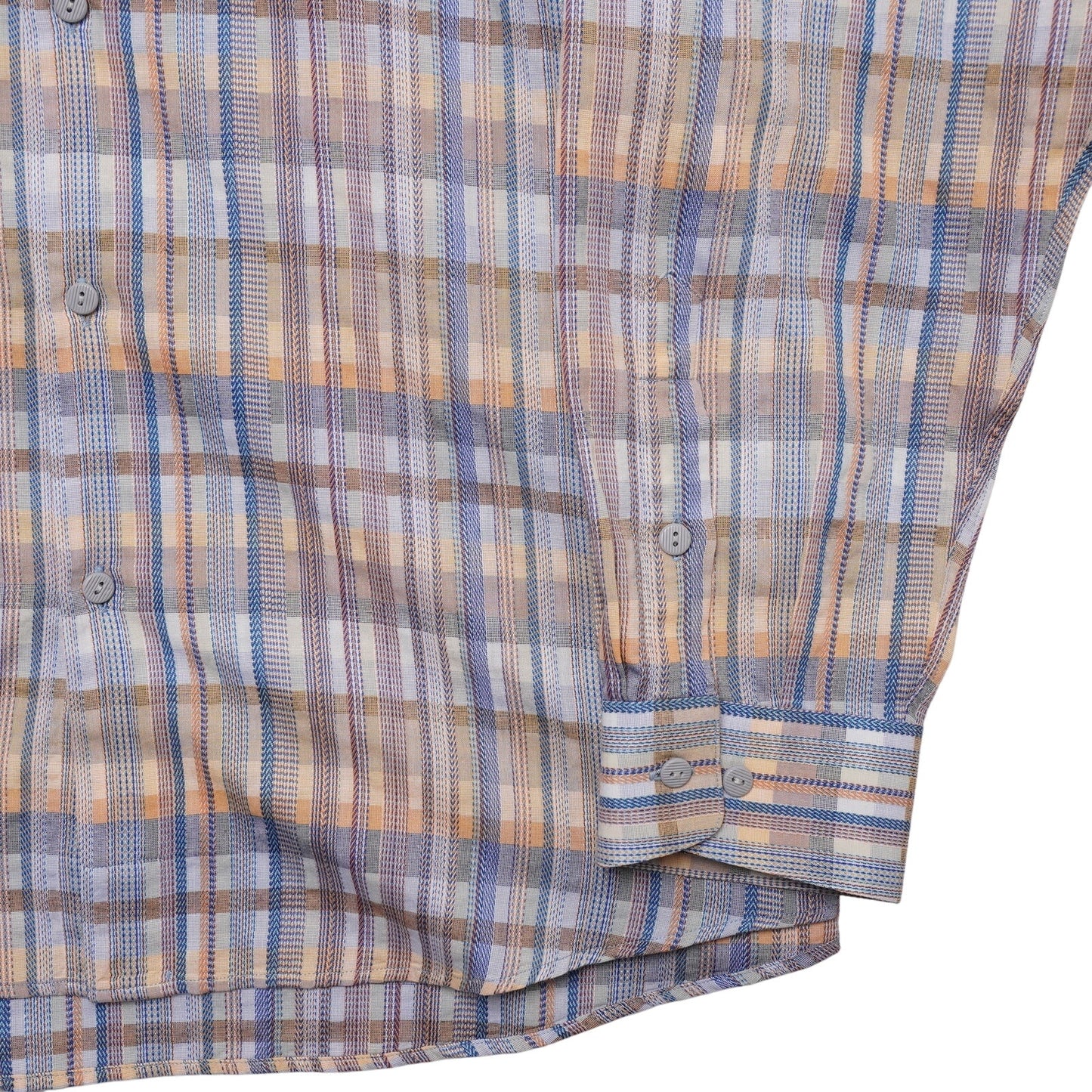 Jhane Barnes XL Button Front Shirt Plaid Woven Japan Fabric Retro