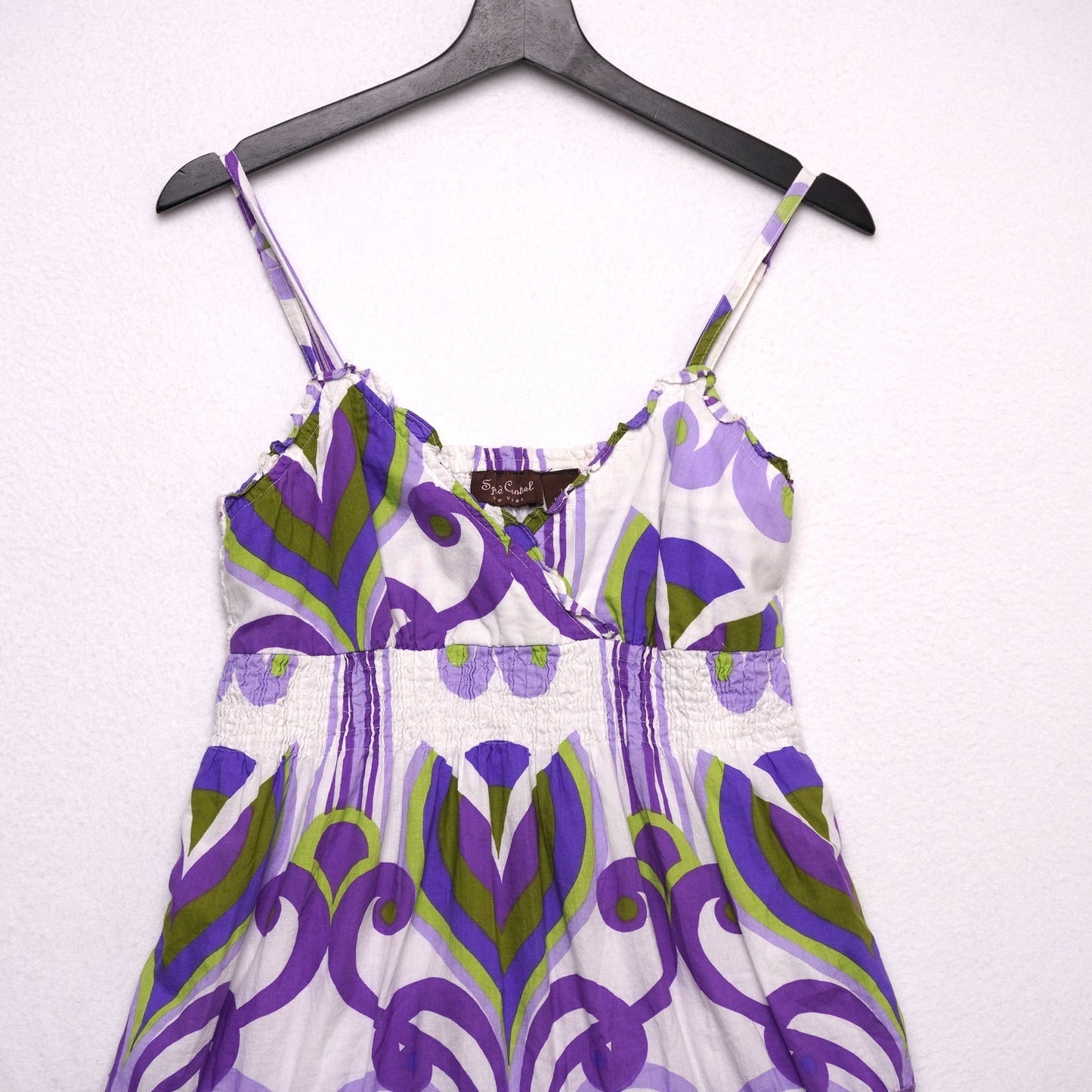 Vintage Y2K Speed Control Boho Sundress Abstract Print Smocked Bodice
