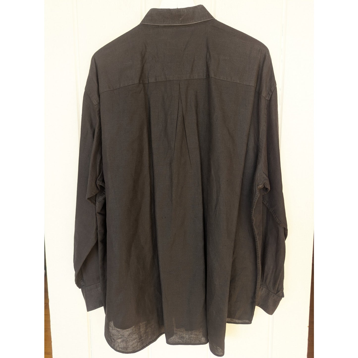 Vintage Claiborne Linen Blend Shirt Black Long Sleeve 17.5 33/34