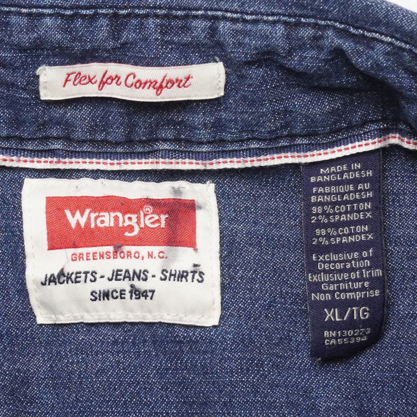 Wrangler Western Denim Shirt XL Snap Button Chambray Long Sleeve Cowboy
