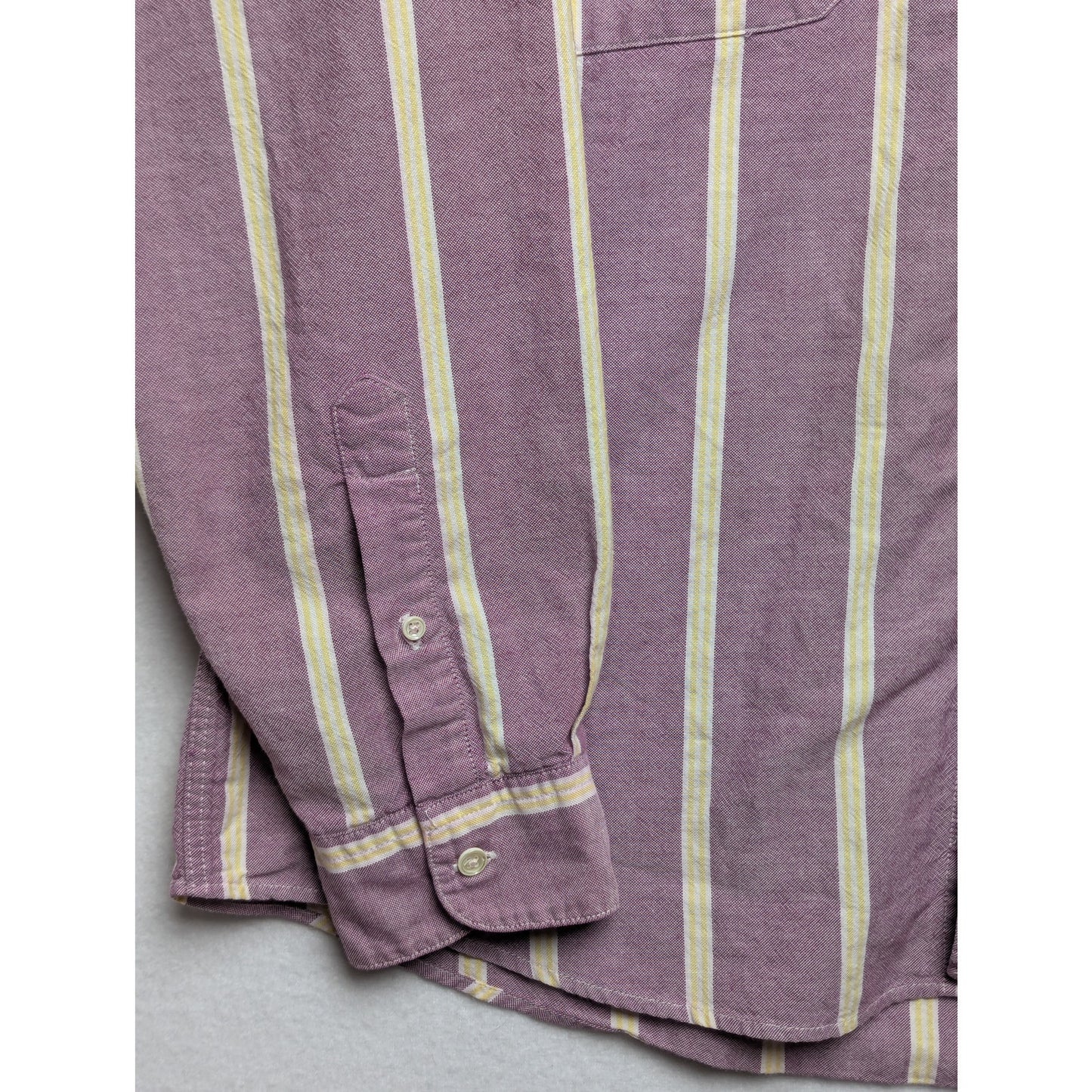 Vintage Men's Claiborne Purple & Yellow Striped Shirt 100% Cotton
