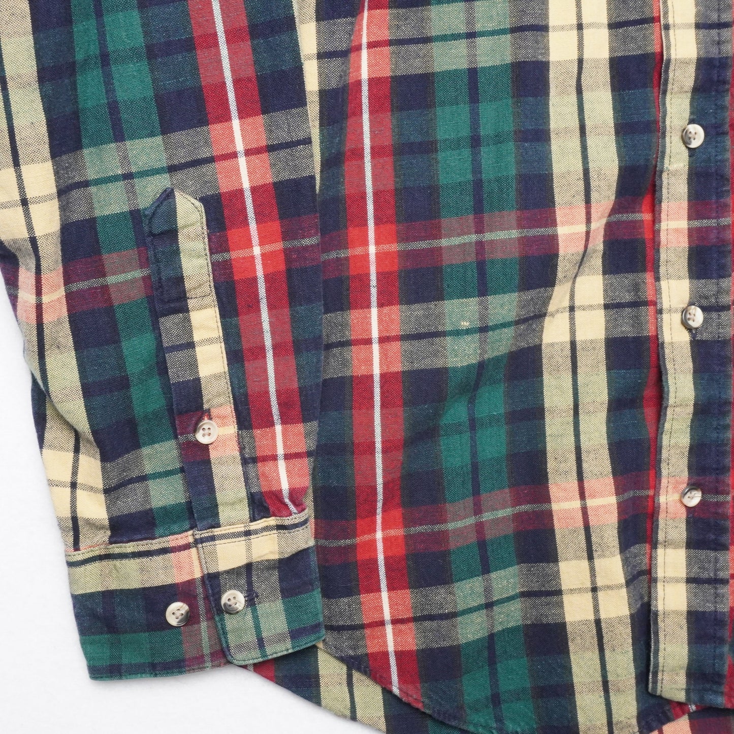 Texas Cotton Plaid Shirt Men’s Medium USA Made Pure Cotton Long Sleeve Button Down