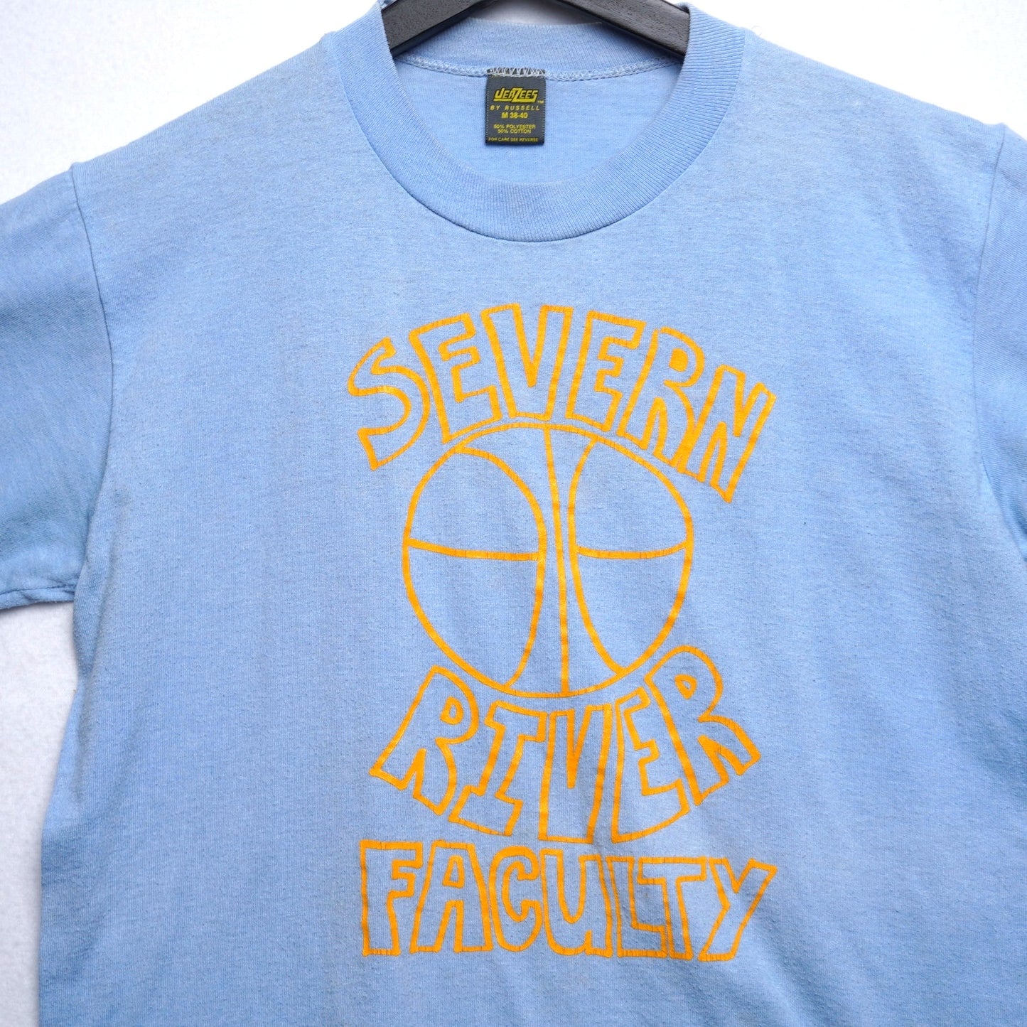 Vintage Jerzees by Russell Severn River Faculty Basketball Team T-shirt Baby Blue Size M