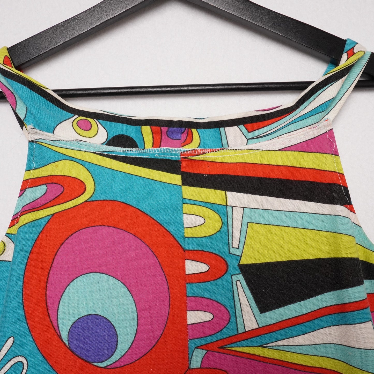 Vintage 90s Sleeveless Bodycon Dress – Abstract Geometric Print – Size XS/S