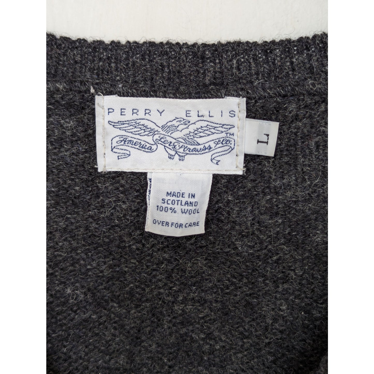 Vtg Perry Ellis x Levi's 100% Scottish Wool Sweater Vest Gray Size L