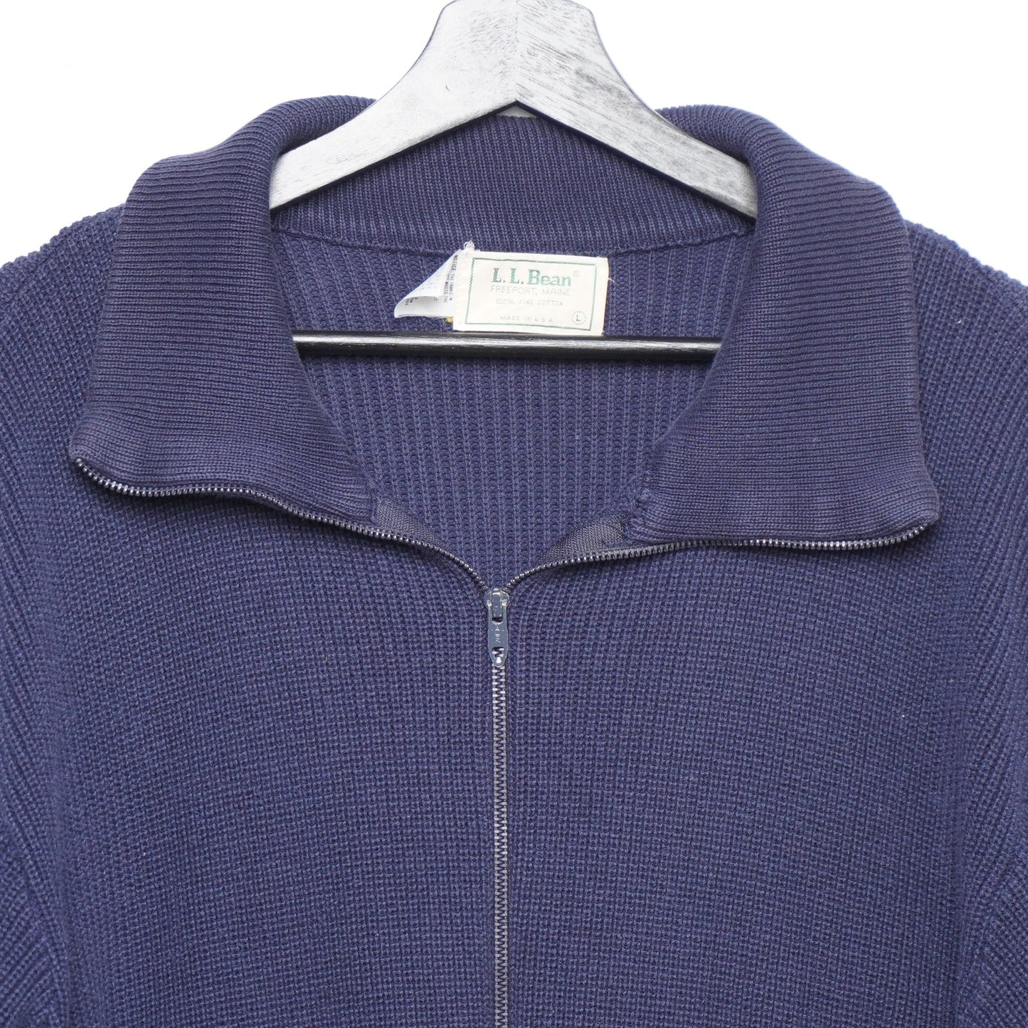 L.L. Bean USA Navy Cotton Full-Zip Sweater Jacket Men’s L