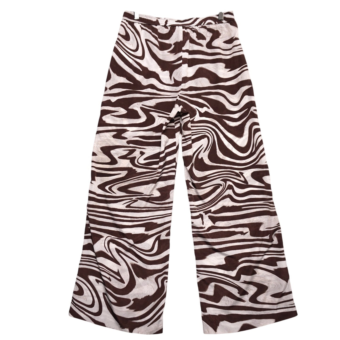 Michael Michael Kors Wide Leg Zebra Swirl Print Pants Size 8 Brown Drawstring