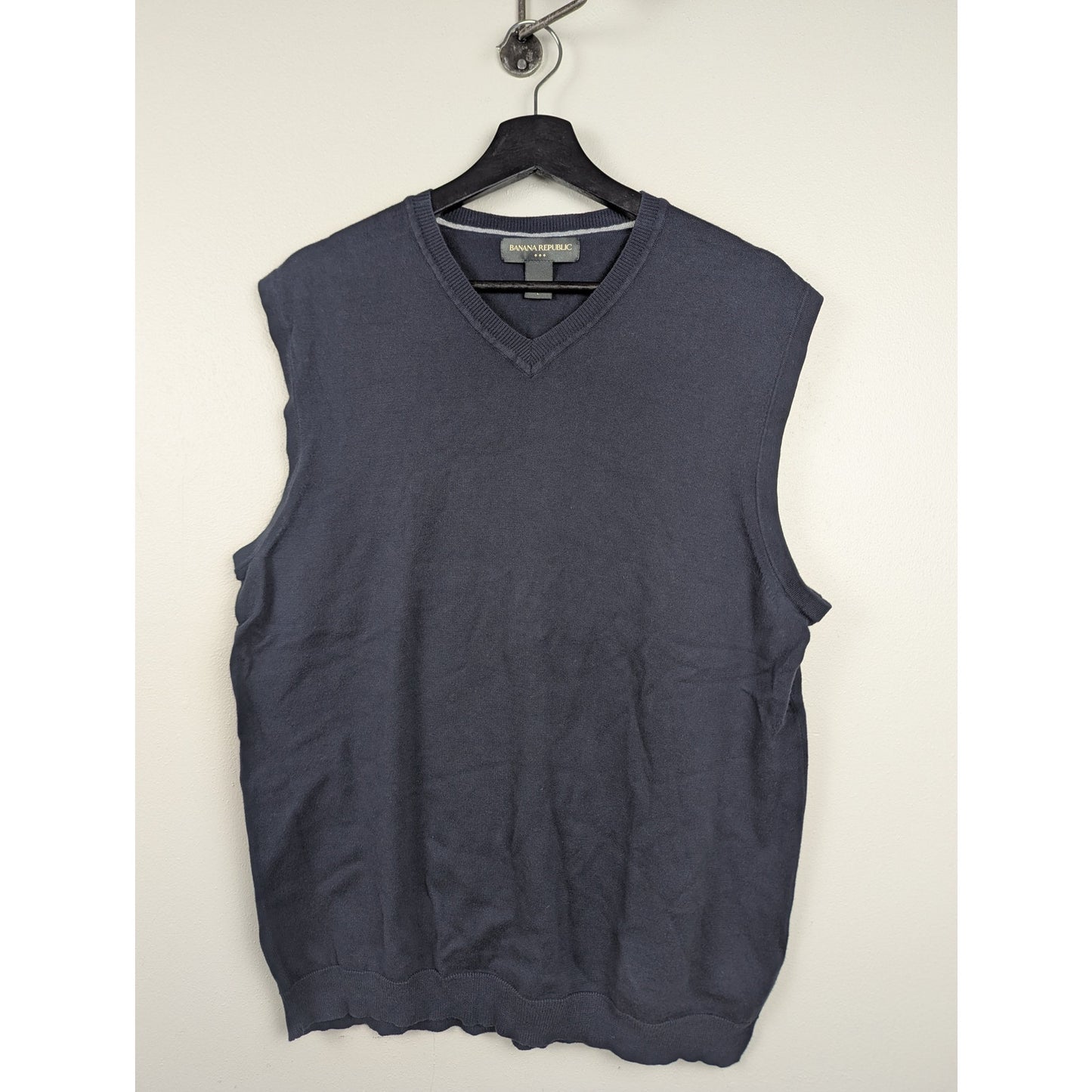 Banana Republic Blue V-neck Cotton Sweater Vest Size L