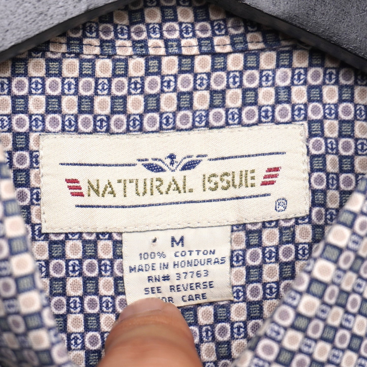 Natural Issue Men’s Short Sleeve Button Up Shirt Geometric Print 100% Cotton M
