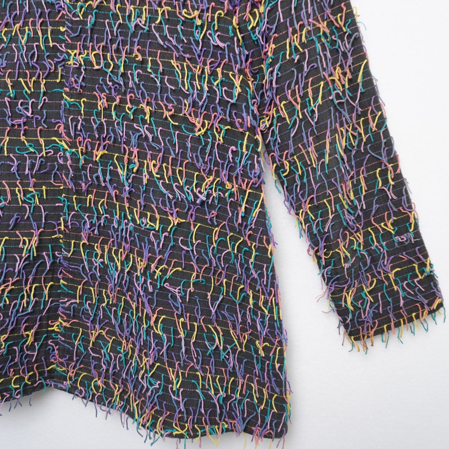 Car Pool Couture Multi Color Fringe Jacket 100% Cotton M