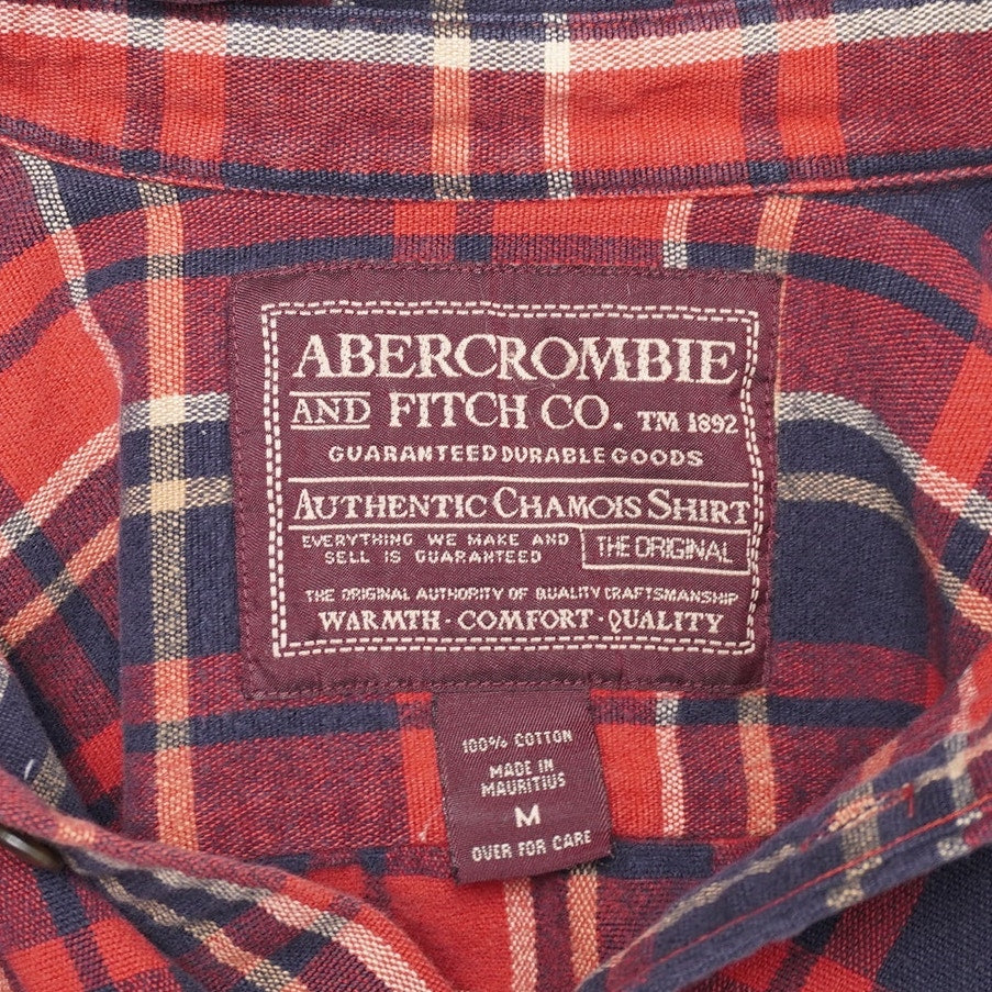 Abercrombie & Fitch Red/Navy Plaid Authentic Chamois Shirt Men’s M Heavy Flannel