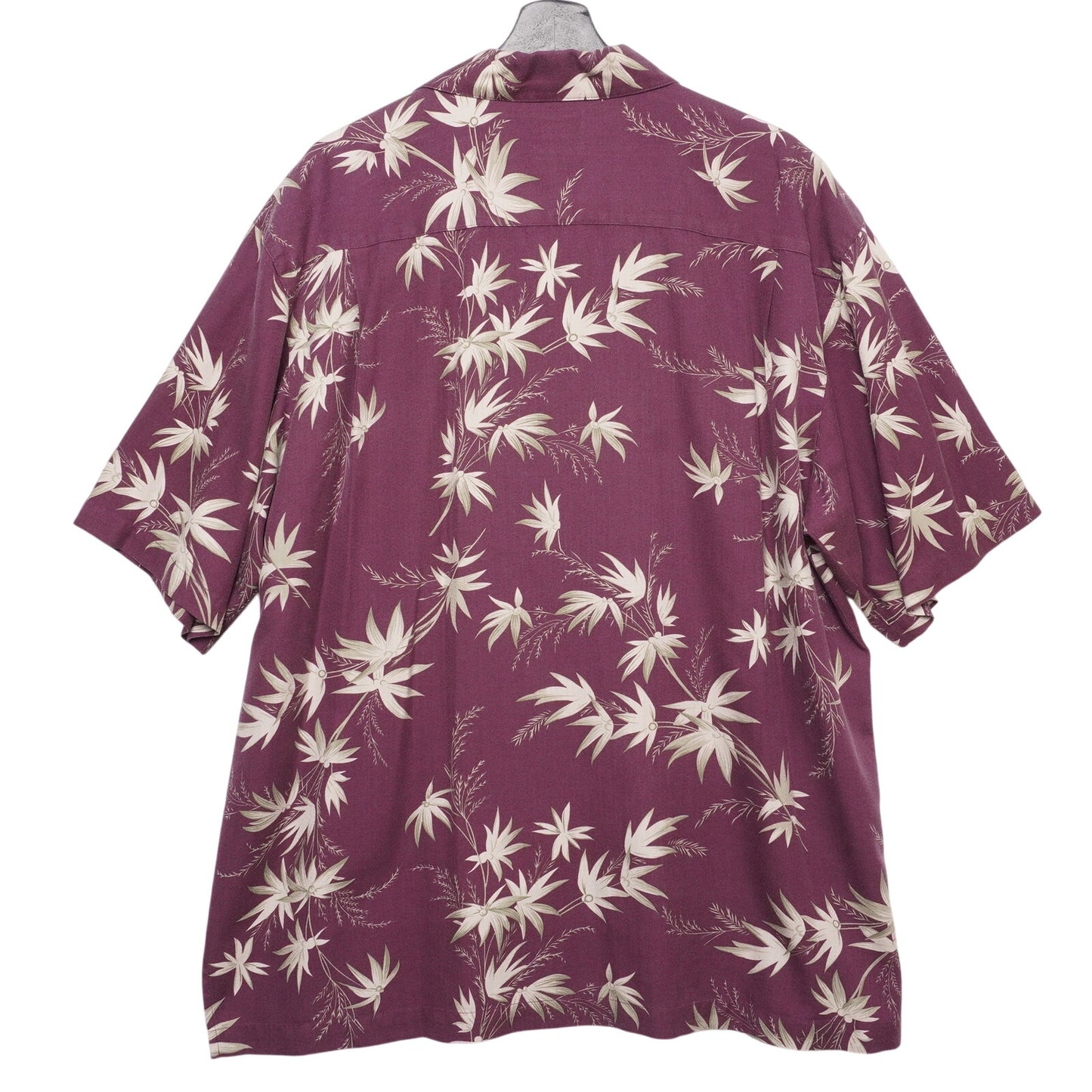 Aureus Silk Hawaiian Shirt Men’s XL Purple Floral 70% Silk Aloha Camp Collar