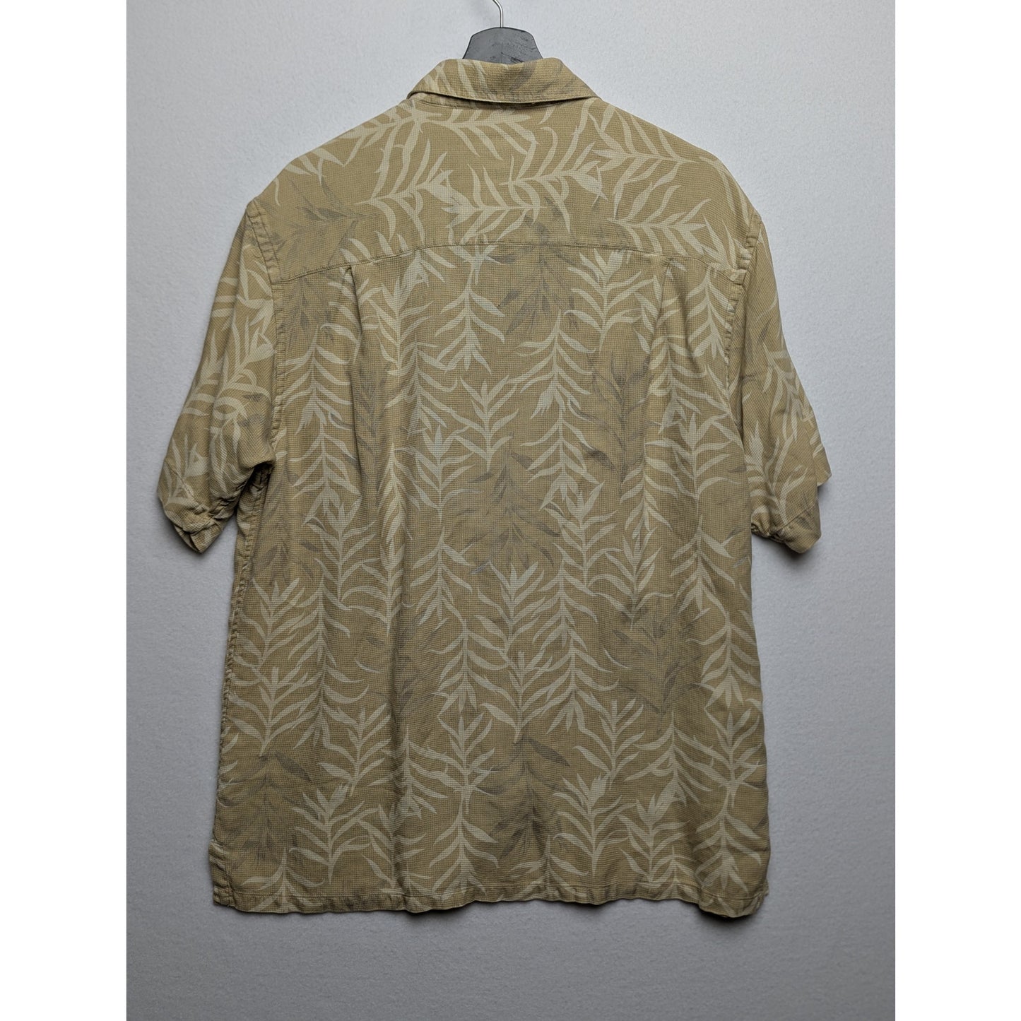 Alfani Tan 100% Silk Shirt Men's L - Abstract Floral Print Size L Camp Collar