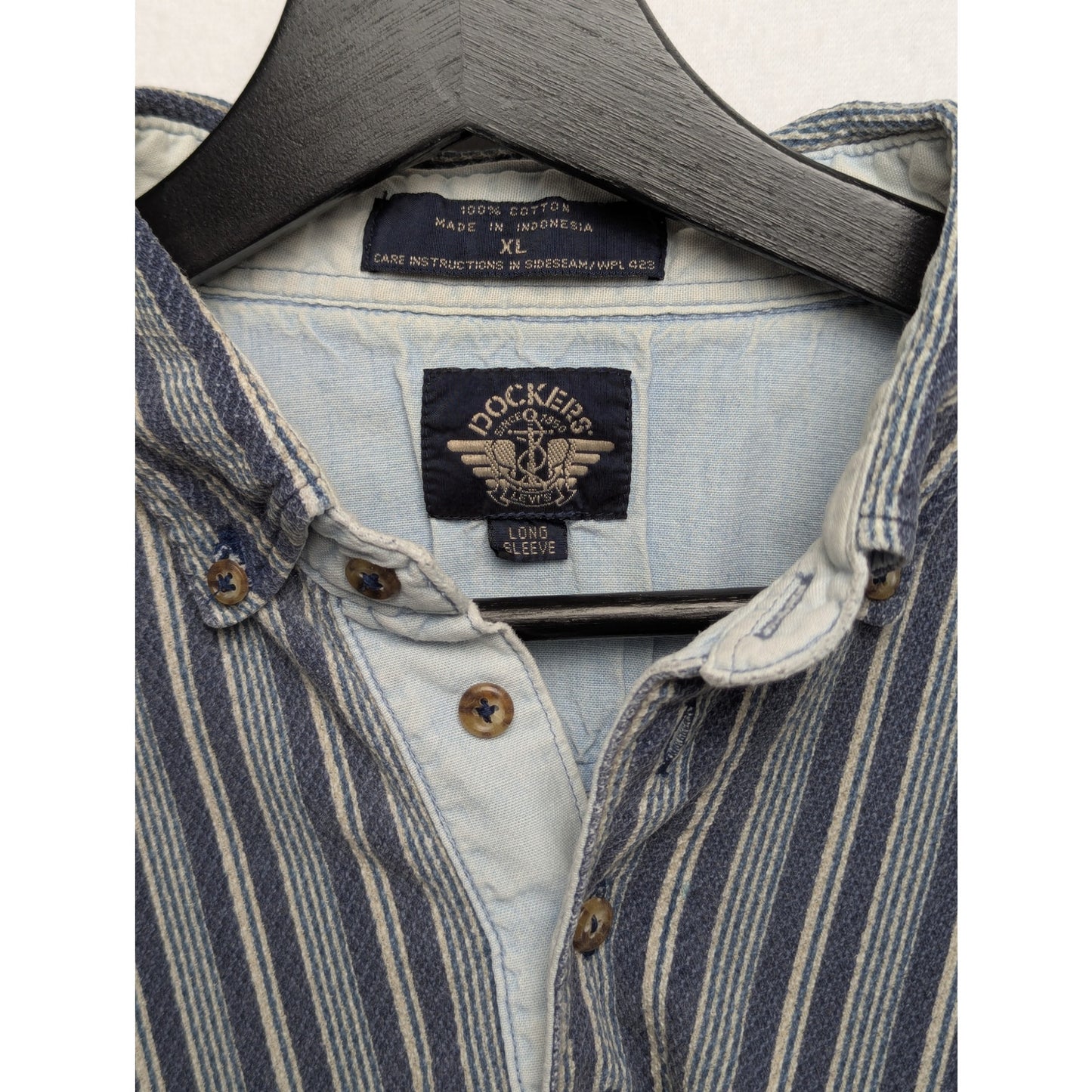 Dockers Striped Vintage Style Henley Cotton Pullover Shirt XL