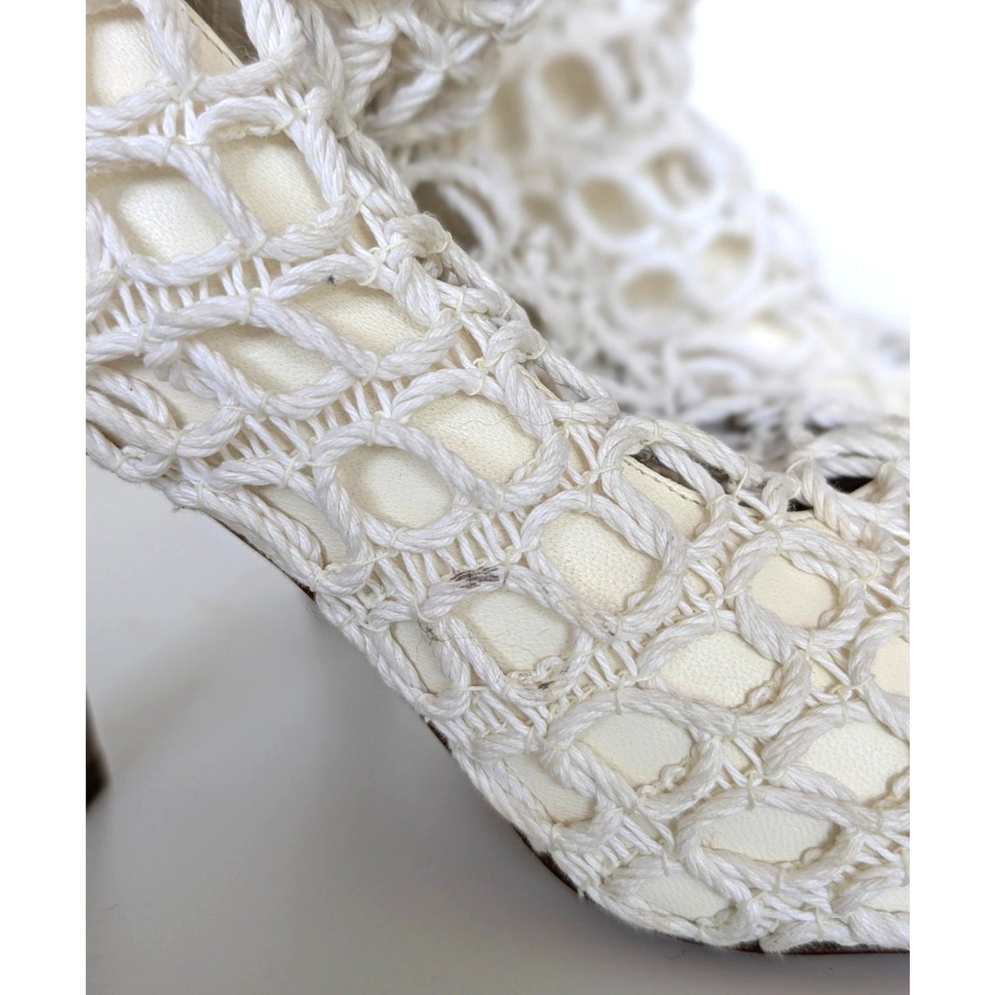 Celine Phoebe Philo Crochet Square Toe MInimalist White Pumps 35