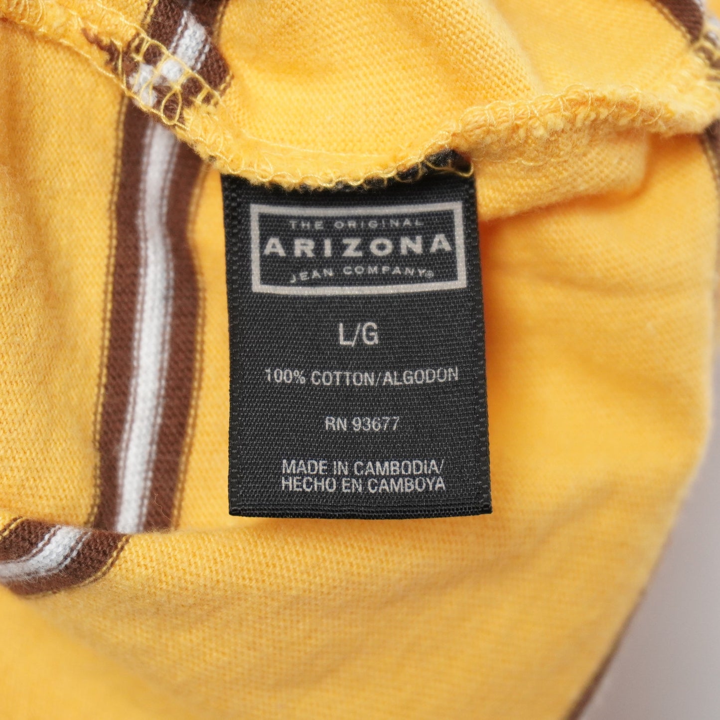 Arizona Jean Co. Y2K Yellow Brown Striped T-shirt Youth Size L