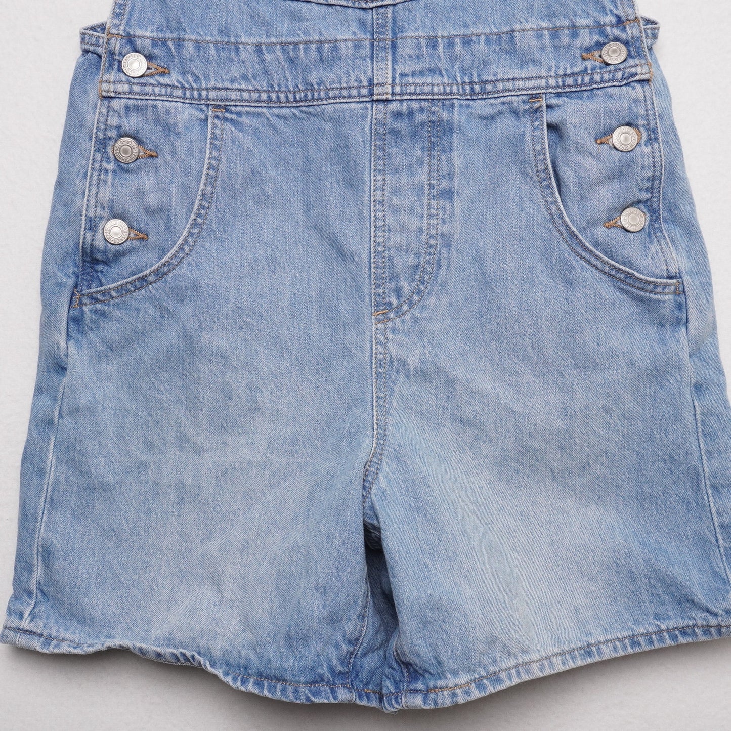 Levi's Denim Short Button Bib Overalls Women's S 16" Waist 34" Length
