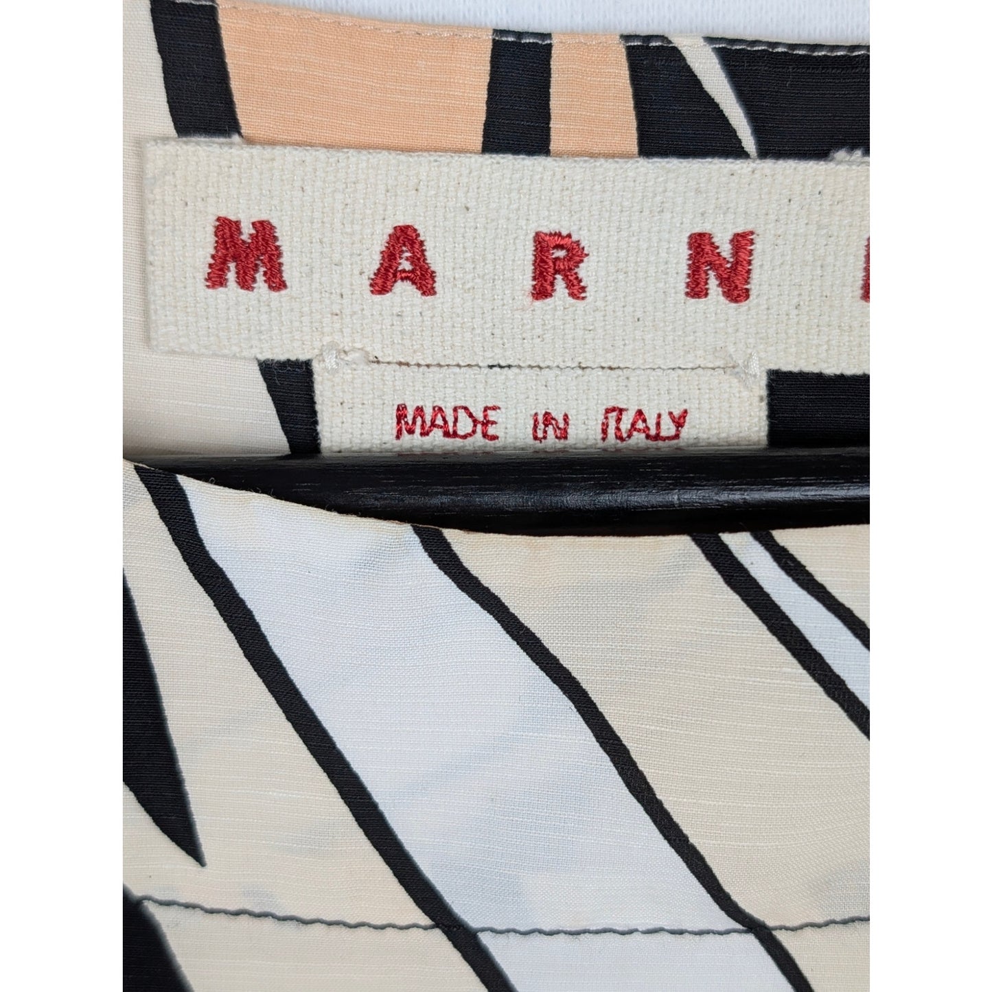 Marni 2pc Set Top & Skirt Beige Black Abstract Floral Print Made in Italy