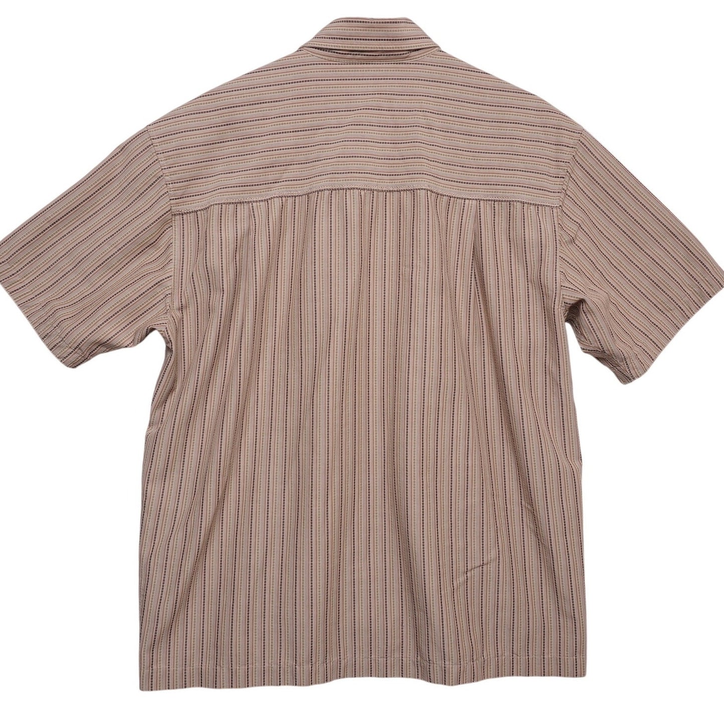 REI Shirt Mens M Stripe Pattern Short Sleeve Button Up Made in Hong Kong