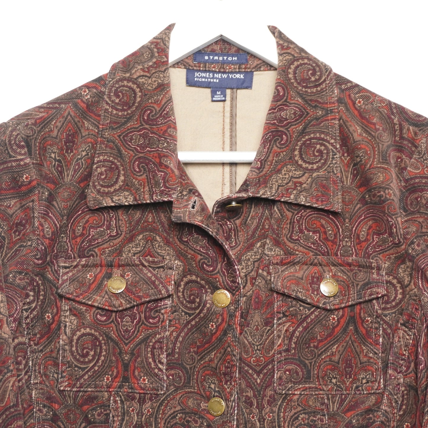 Jones New York Paisley Corduroy Stretch Jacket Size M