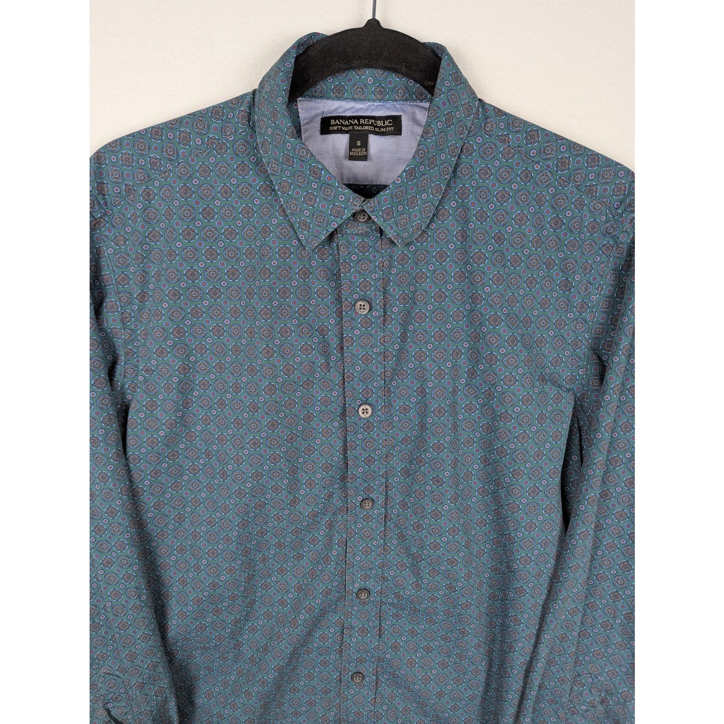 Banana Republic Green Patterned Tailored Slim Fit Shirt Size Small