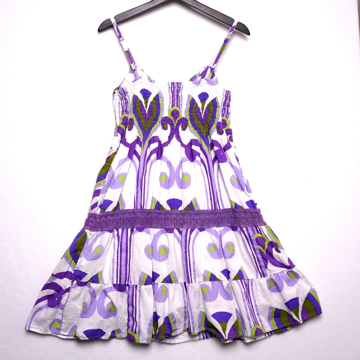 Vintage Y2K Speed Control Boho Sundress Abstract Print Smocked Bodice