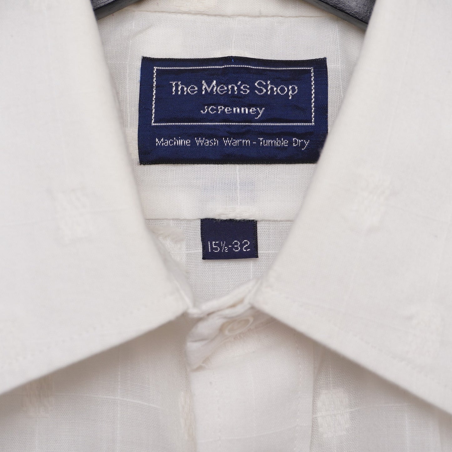 Vintage The Men’s Shop JCPenney White Textured Dobby Pattern Long Sleeve Shirt