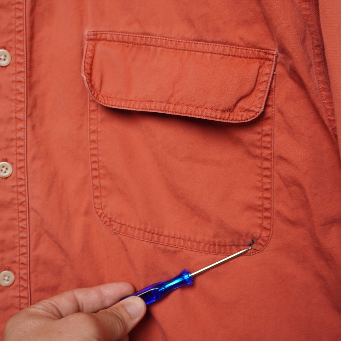 Eddie Bauer Rufton Twill Utility Shirt XL RedOrange Cotton Flap Pockets Workwear