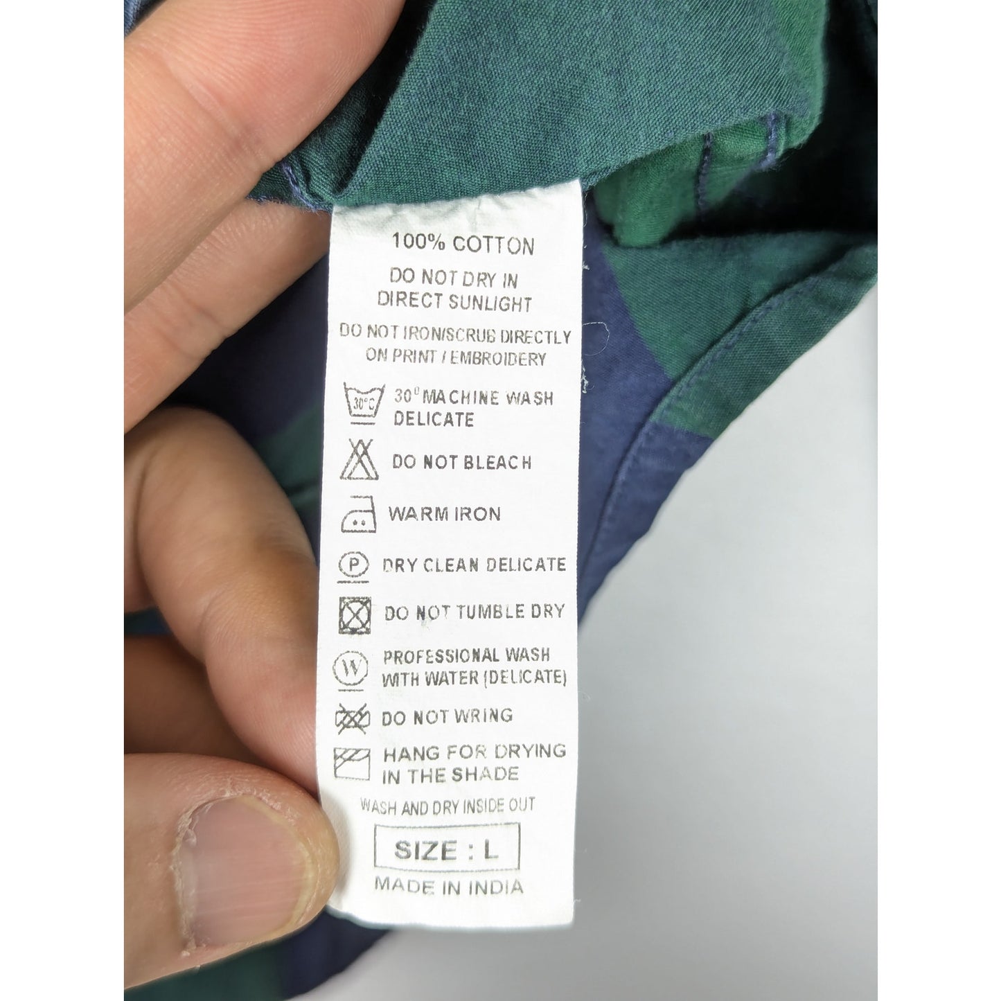 Benetton Green Plaid Shirt Size Men's Large