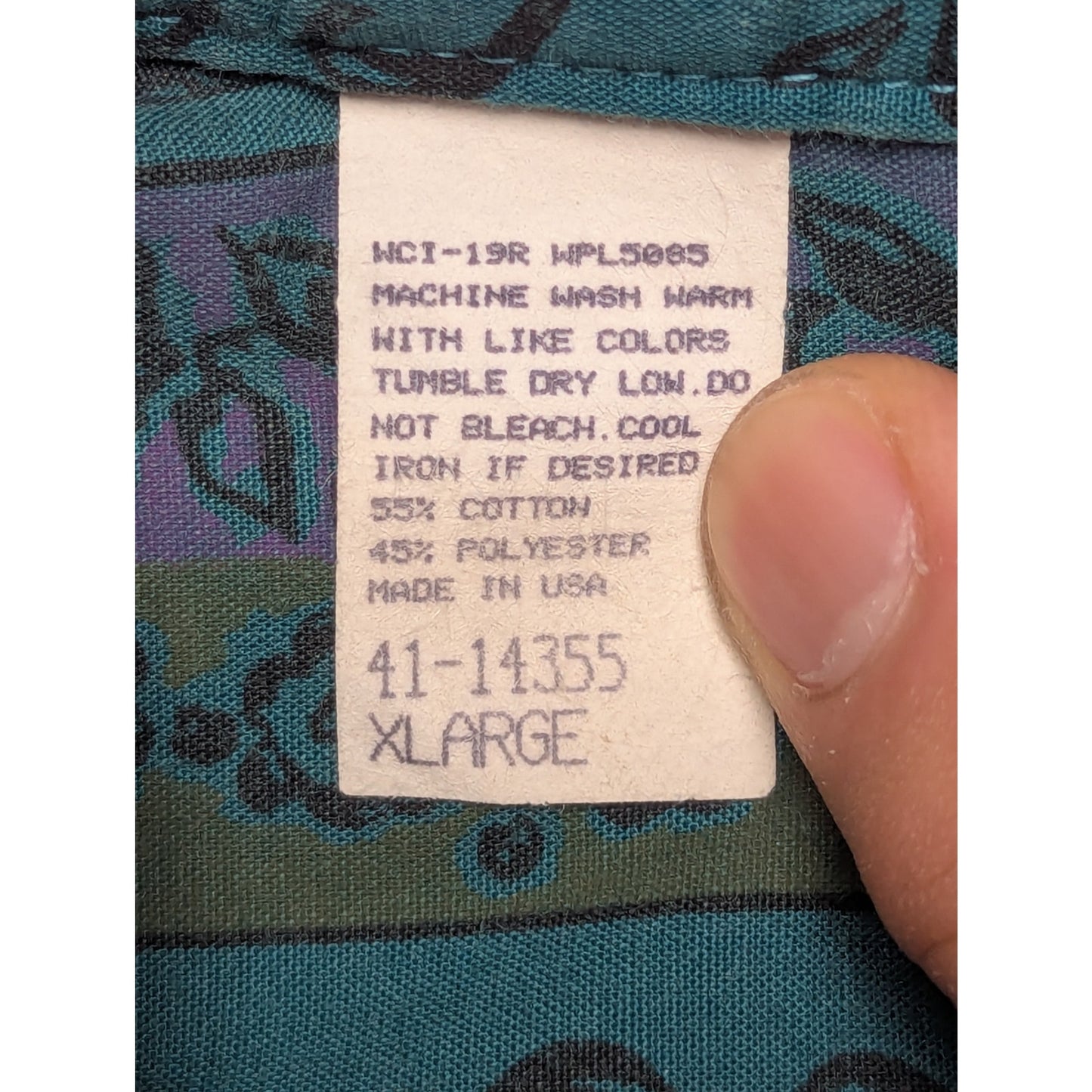 Vintage Oakton Limited Green Floral Long Sleeve Casual Shirt XL