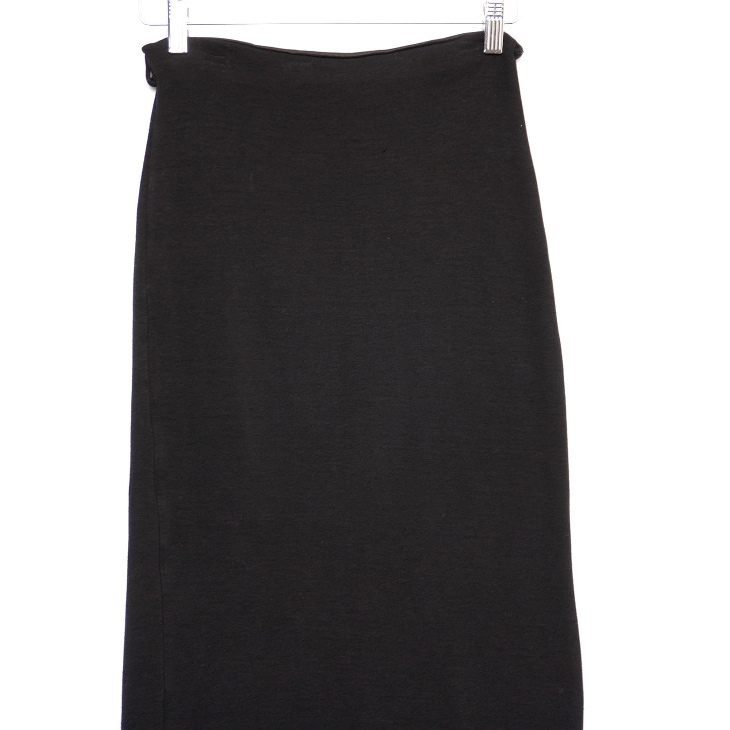 Vintage Maick Harold Paris Black Viscose Midi Skirt Front Slit Made in France T1