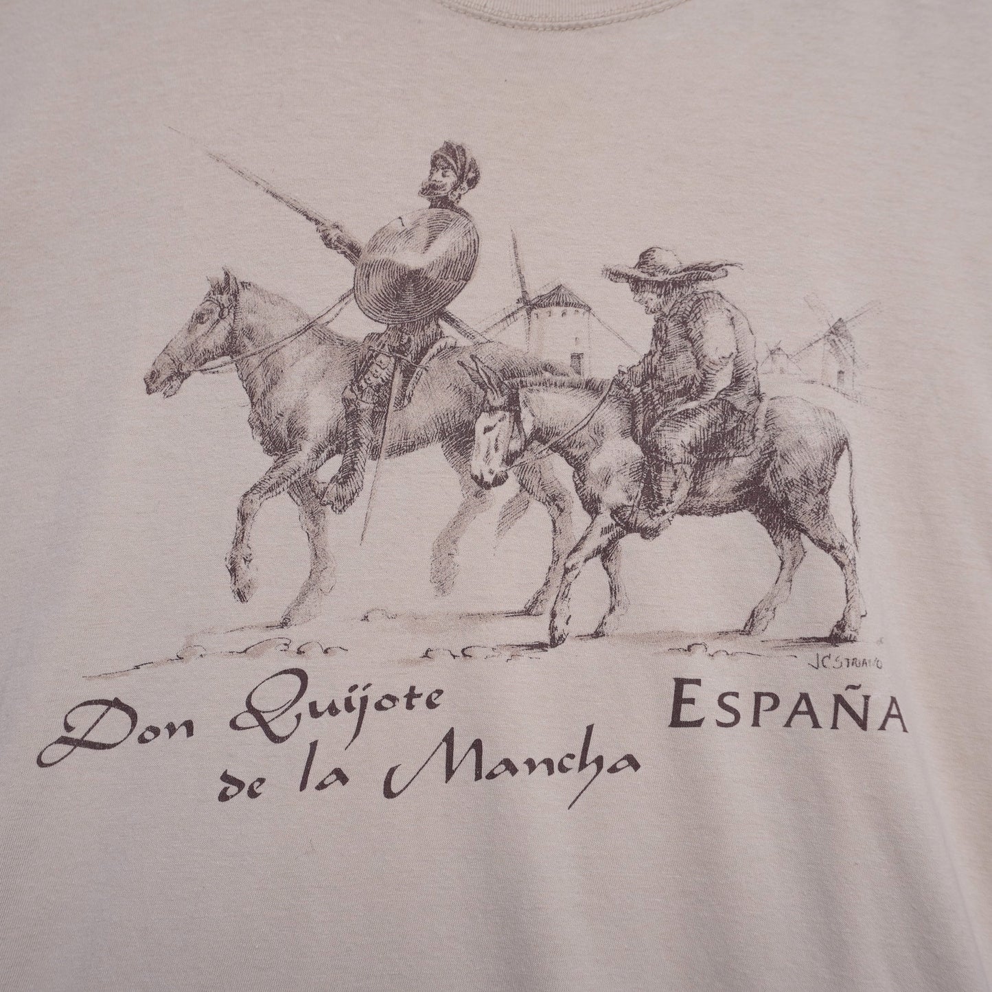 Don Quixote de la Mancha Graphic T-Shirt España Spain Beige Tee No Tags