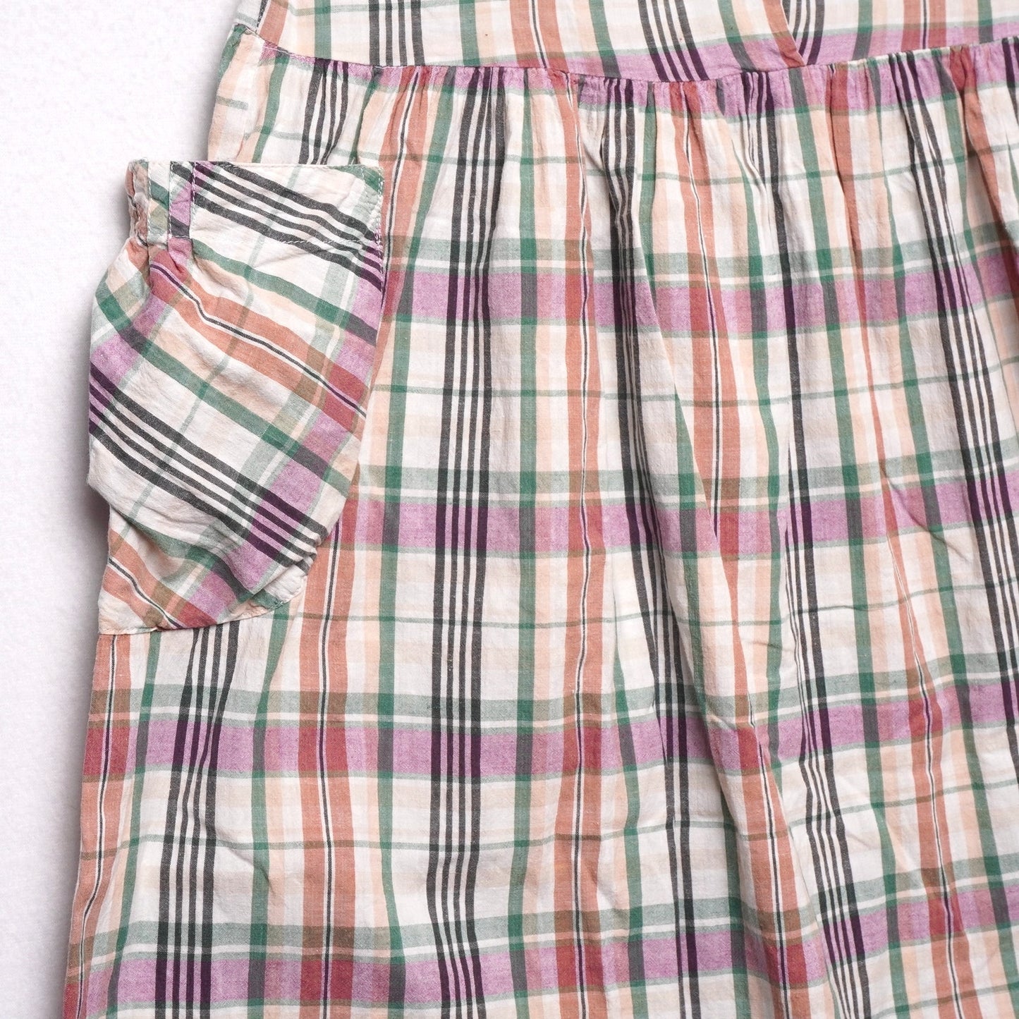 Vintage Razzle Plaid Cotton Sundress M Sleeveless Button Front Pockets